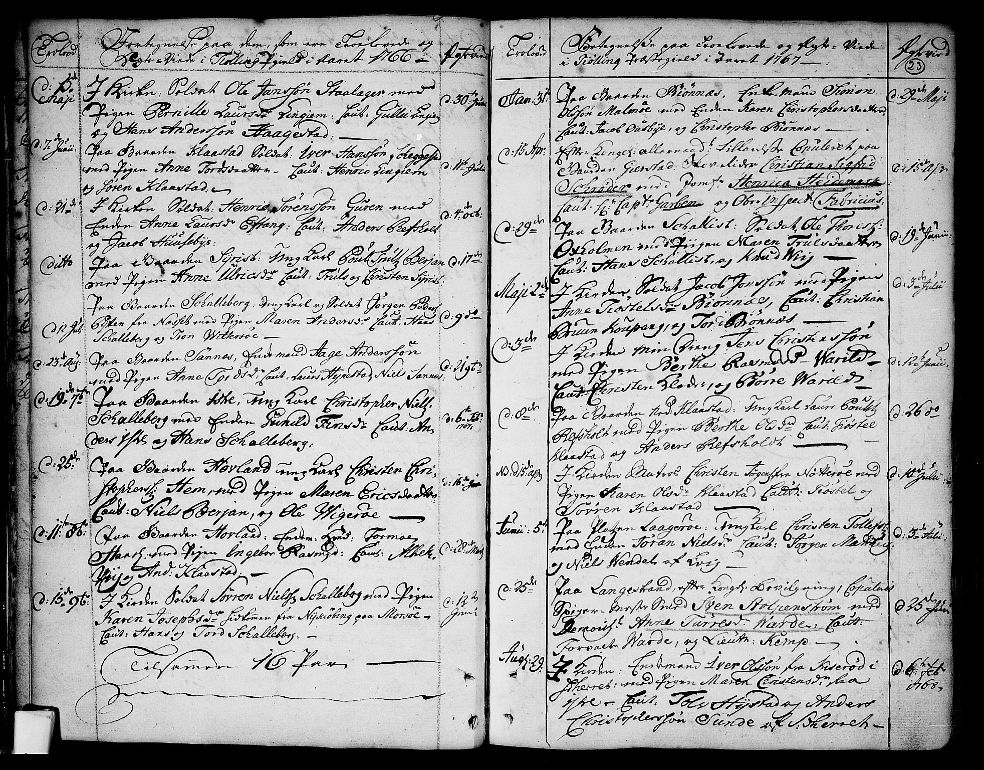 Tjølling kirkebøker, SAKO/A-60/F/Fa/L0003: Parish register (official) no. 3, 1735-1778, p. 23