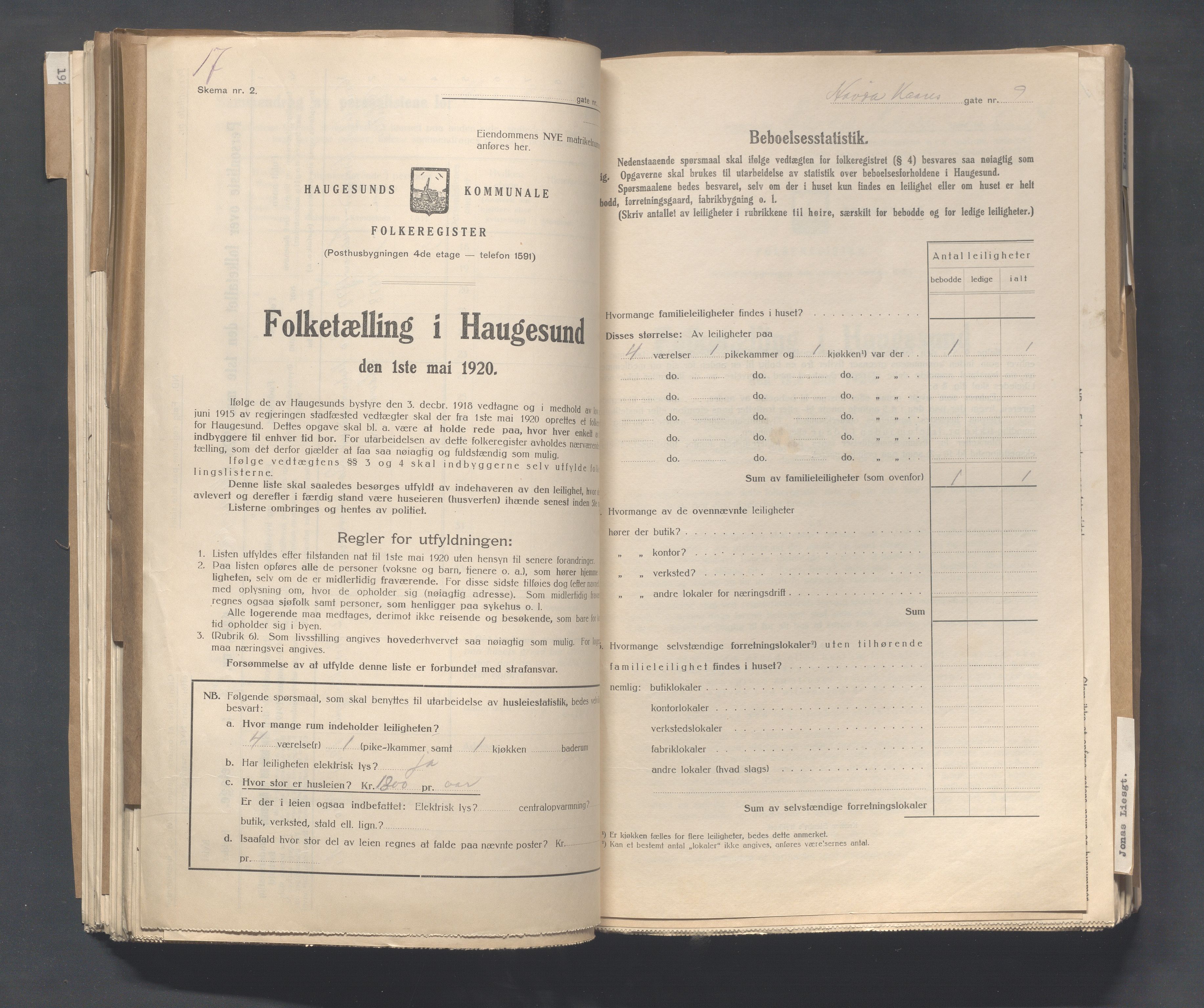 IKAR, Local census 1.5.1920 for Haugesund, 1920, p. 2195