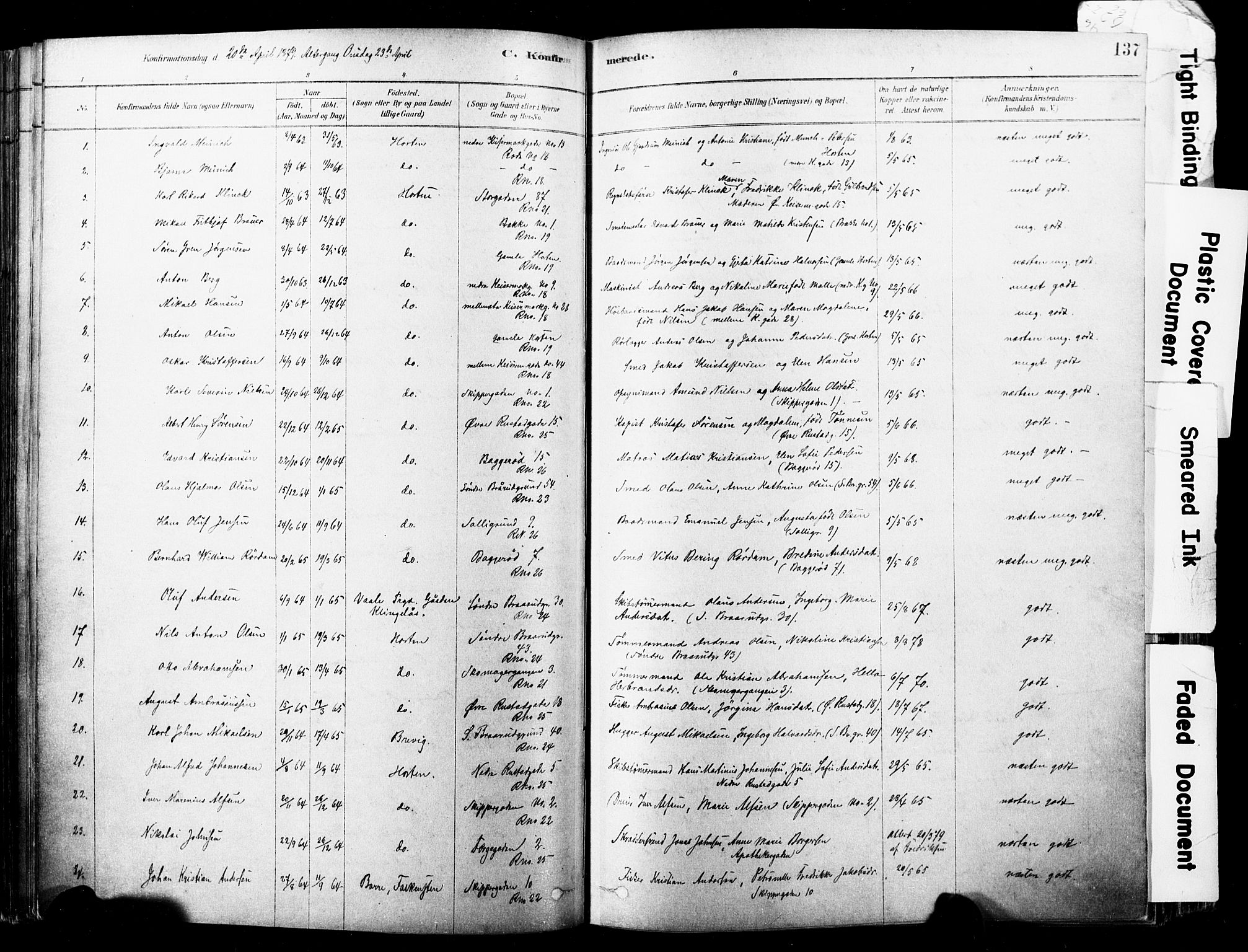 Horten kirkebøker, SAKO/A-348/F/Fa/L0003: Parish register (official) no. 3, 1878-1887, p. 137