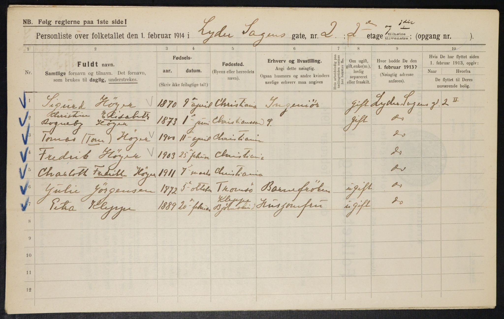 OBA, Municipal Census 1914 for Kristiania, 1914, p. 58381