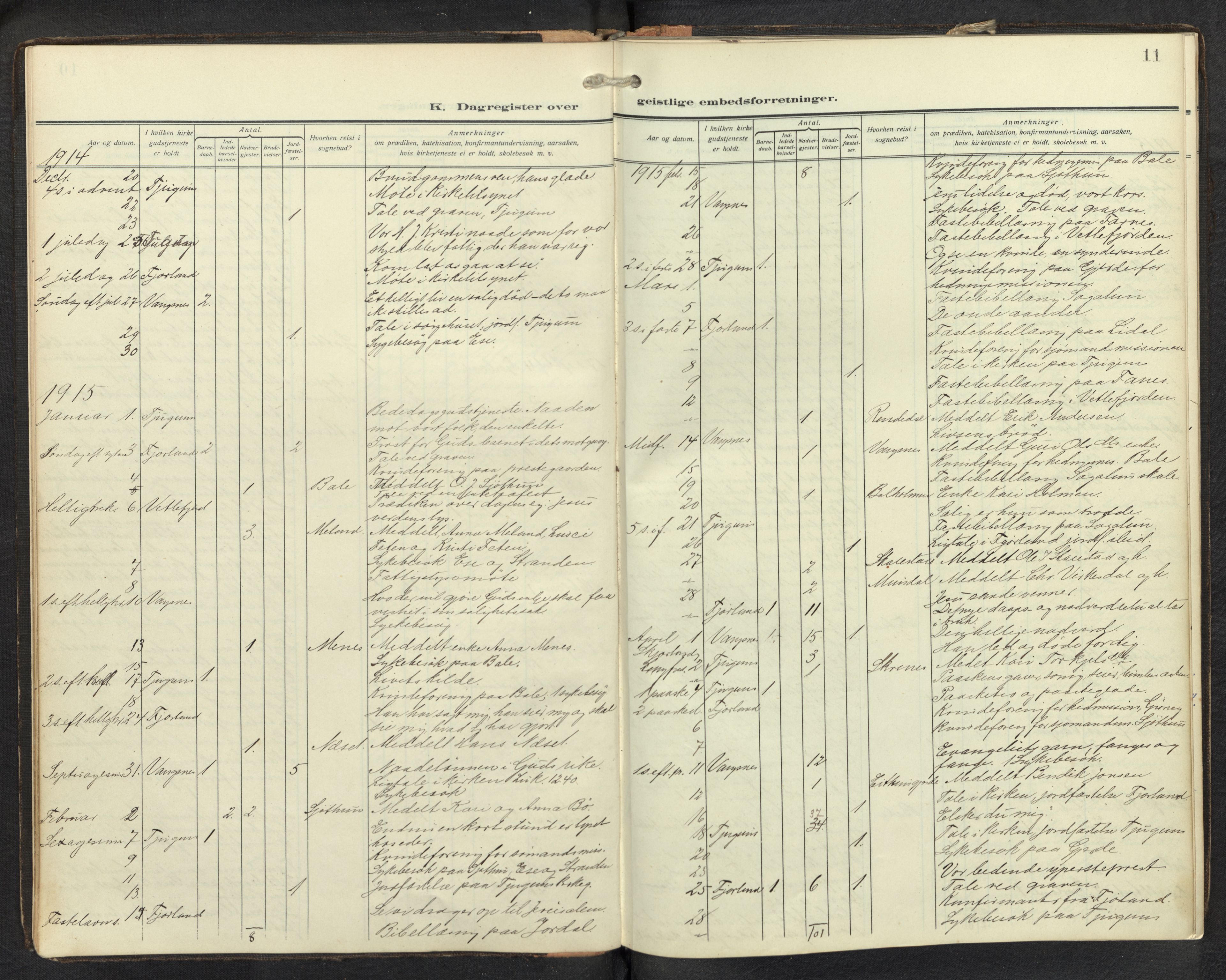 Balestrand sokneprestembete, SAB/A-79601/H/Haa/Haaf/L0002: Diary records no. F 2, 1912-1937, p. 10b-11a