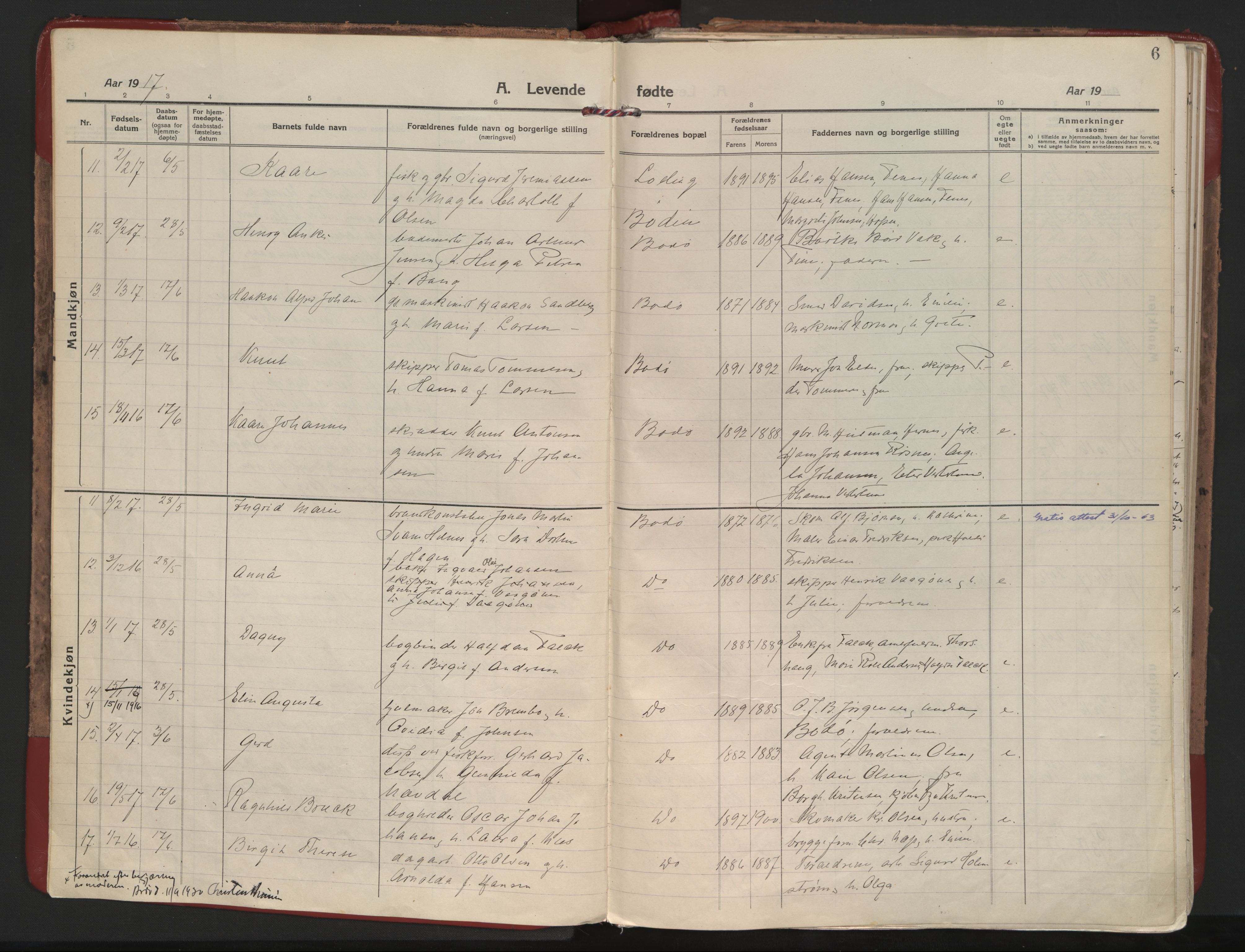 Ministerialprotokoller, klokkerbøker og fødselsregistre - Nordland, SAT/A-1459/801/L0017: Parish register (official) no. 801A17, 1917-1930, p. 6