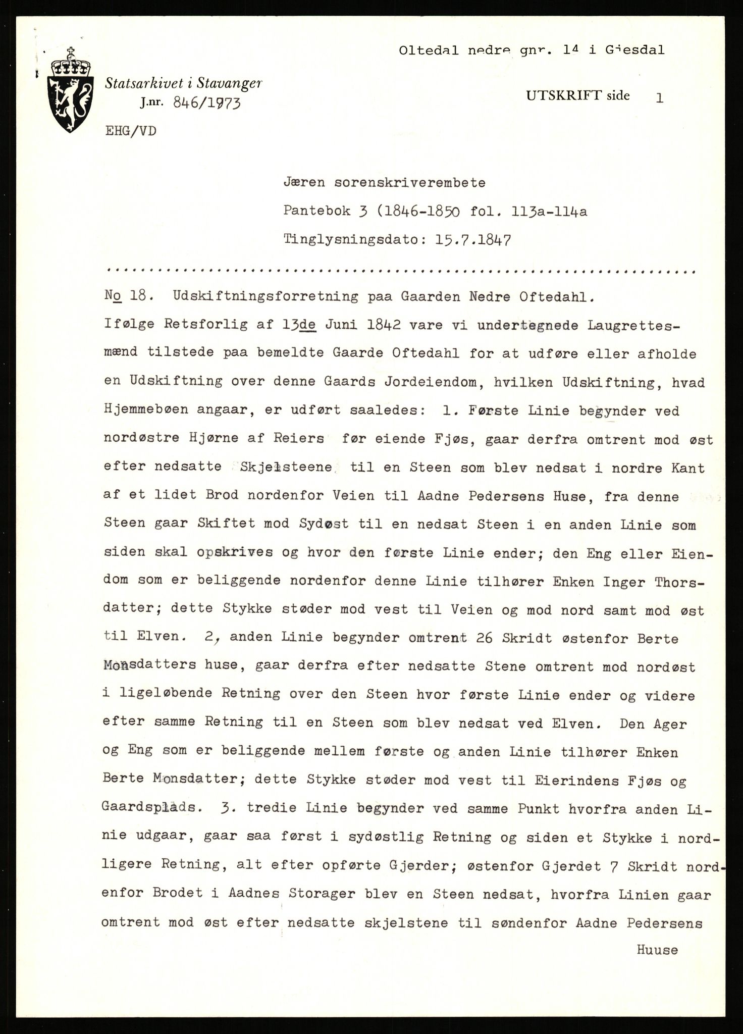 Statsarkivet i Stavanger, AV/SAST-A-101971/03/Y/Yj/L0065: Avskrifter sortert etter gårdsnavn: Odland i Varhaug - Osnes, 1750-1930, p. 251