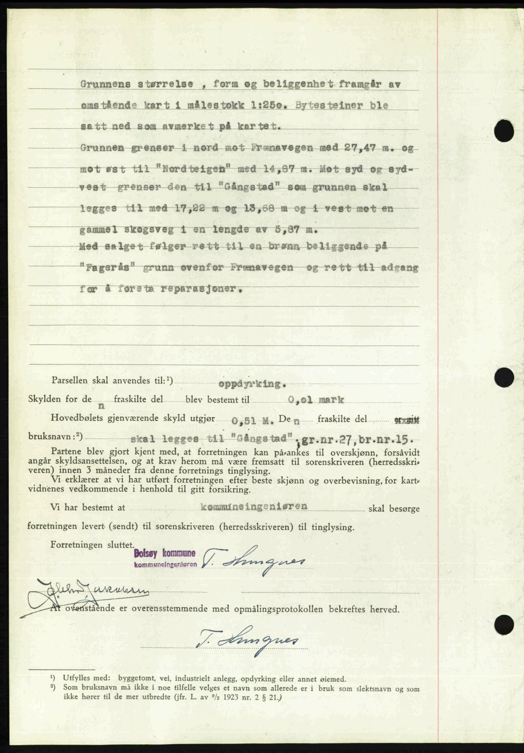 Romsdal sorenskriveri, AV/SAT-A-4149/1/2/2C: Mortgage book no. A22, 1947-1947, Diary no: : 278/1947