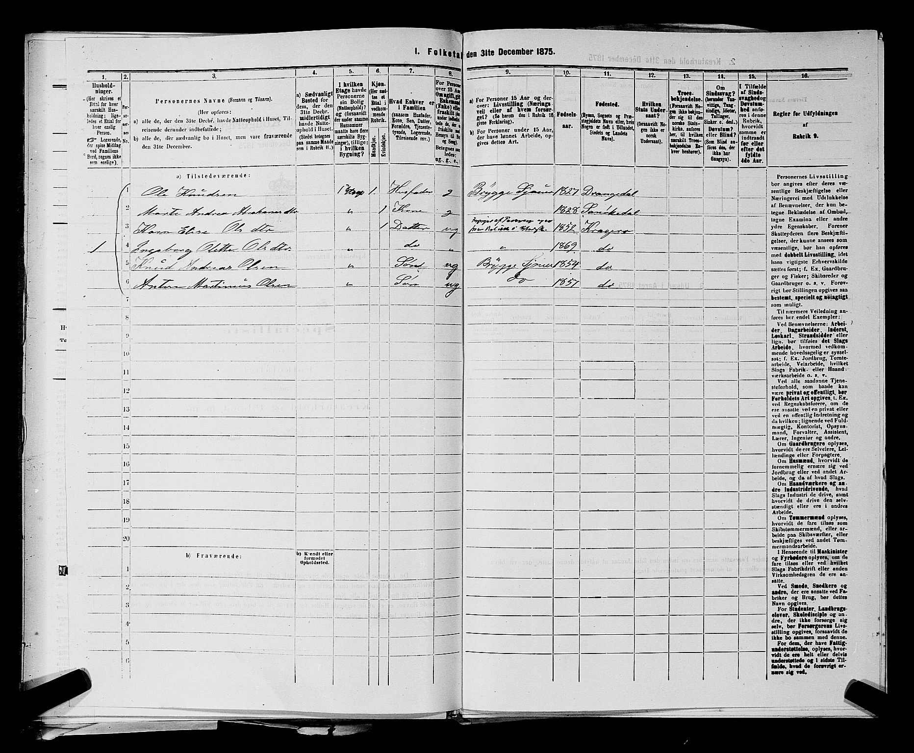 SAKO, 1875 census for 0801P Kragerø, 1875, p. 958