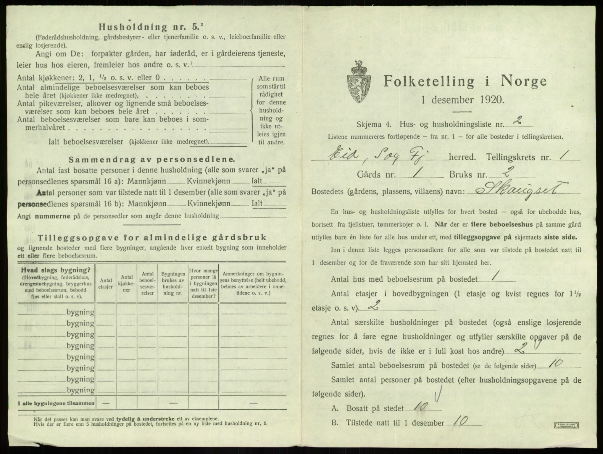 SAB, 1920 census for Eid, 1920, p. 49