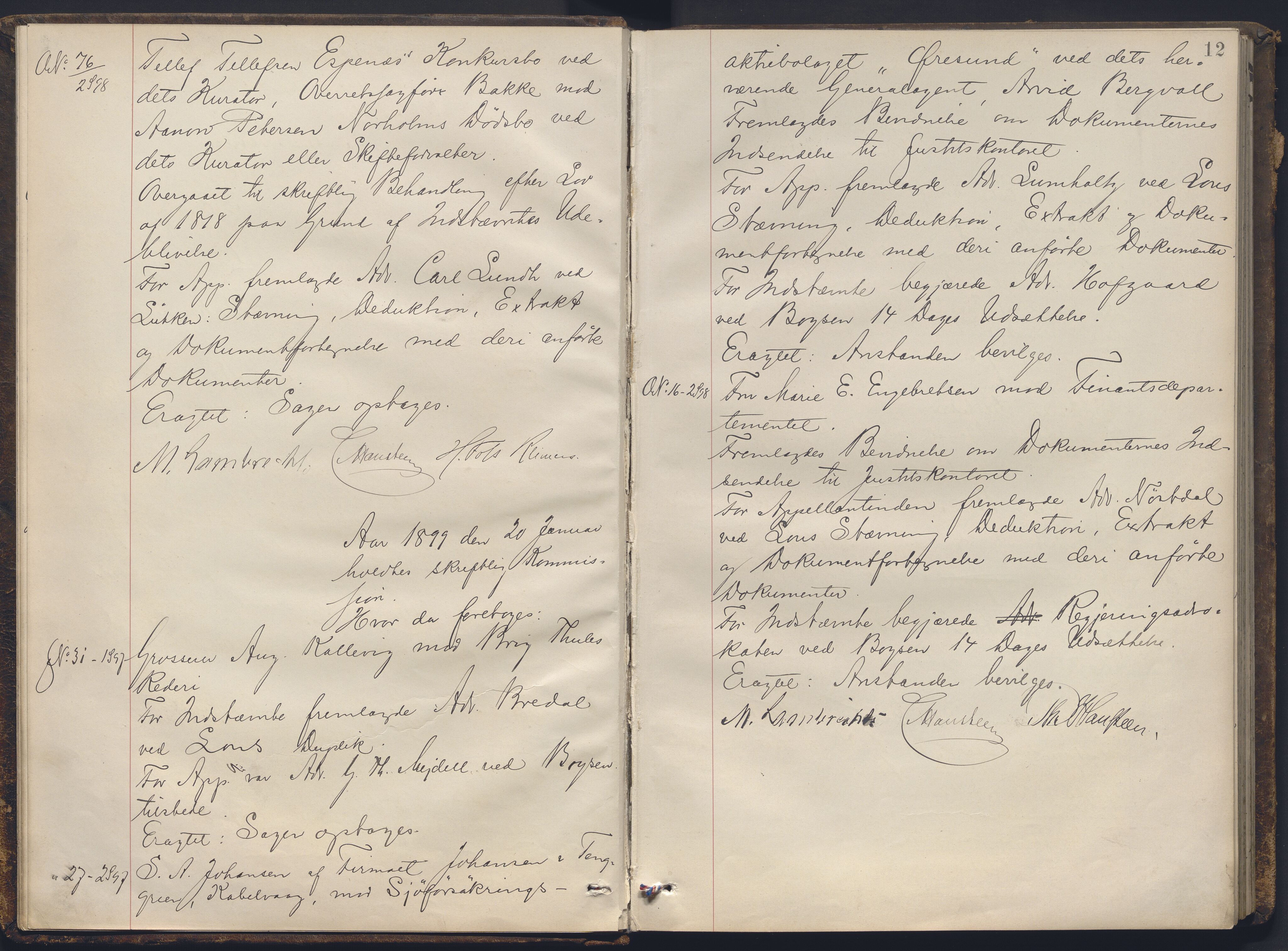 Høyesterett, AV/RA-S-1002/E/Ef/L0019: Protokoll over saker som gikk til skriftlig behandling, 1898-1901, p. 11b-12a