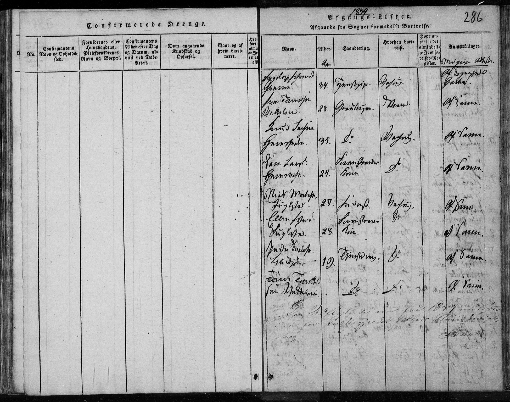 Eigersund sokneprestkontor, SAST/A-101807/S08/L0008: Parish register (official) no. A 8, 1816-1847, p. 286