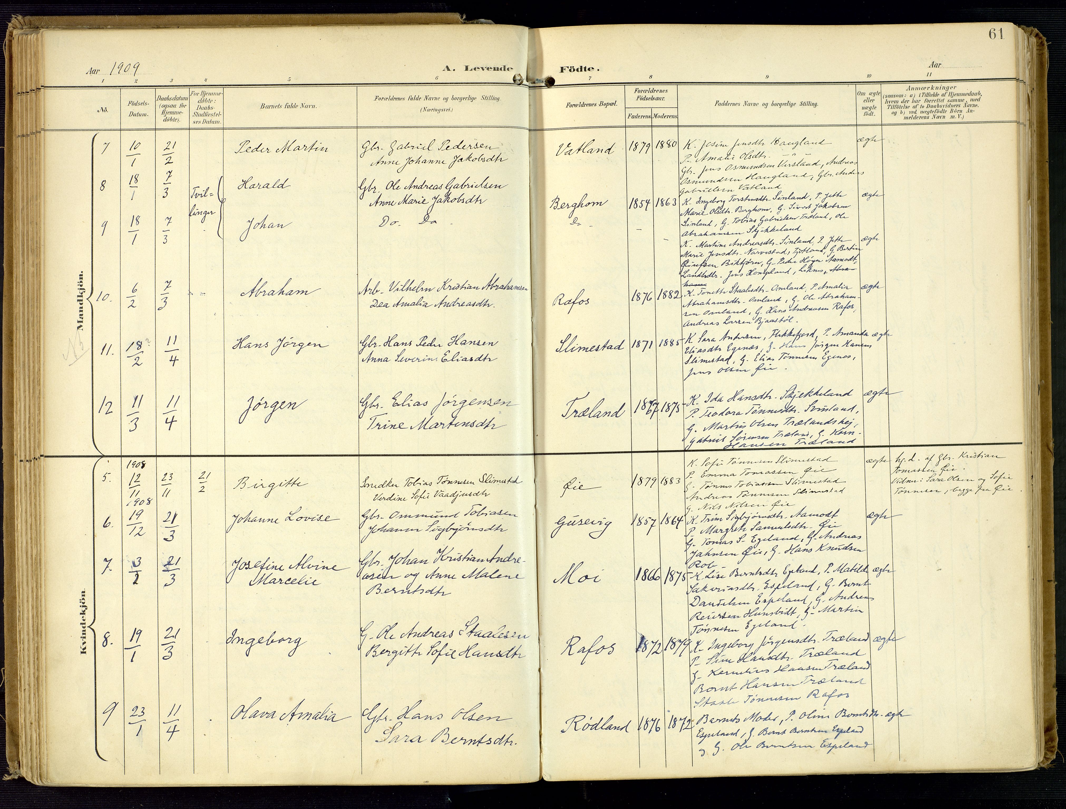 Kvinesdal sokneprestkontor, AV/SAK-1111-0026/F/Fa/Fab/L0009: Parish register (official) no. A 9, 1898-1915, p. 61