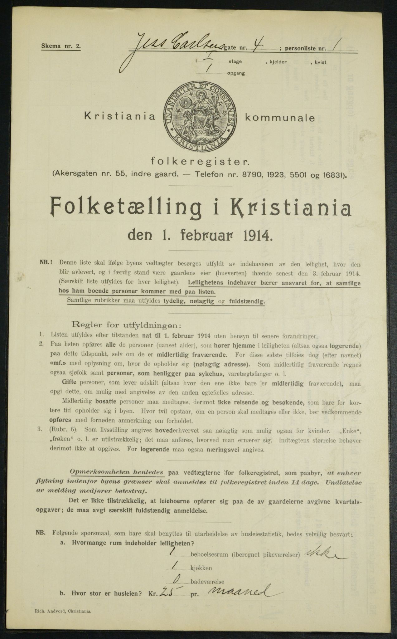 OBA, Municipal Census 1914 for Kristiania, 1914, p. 47008