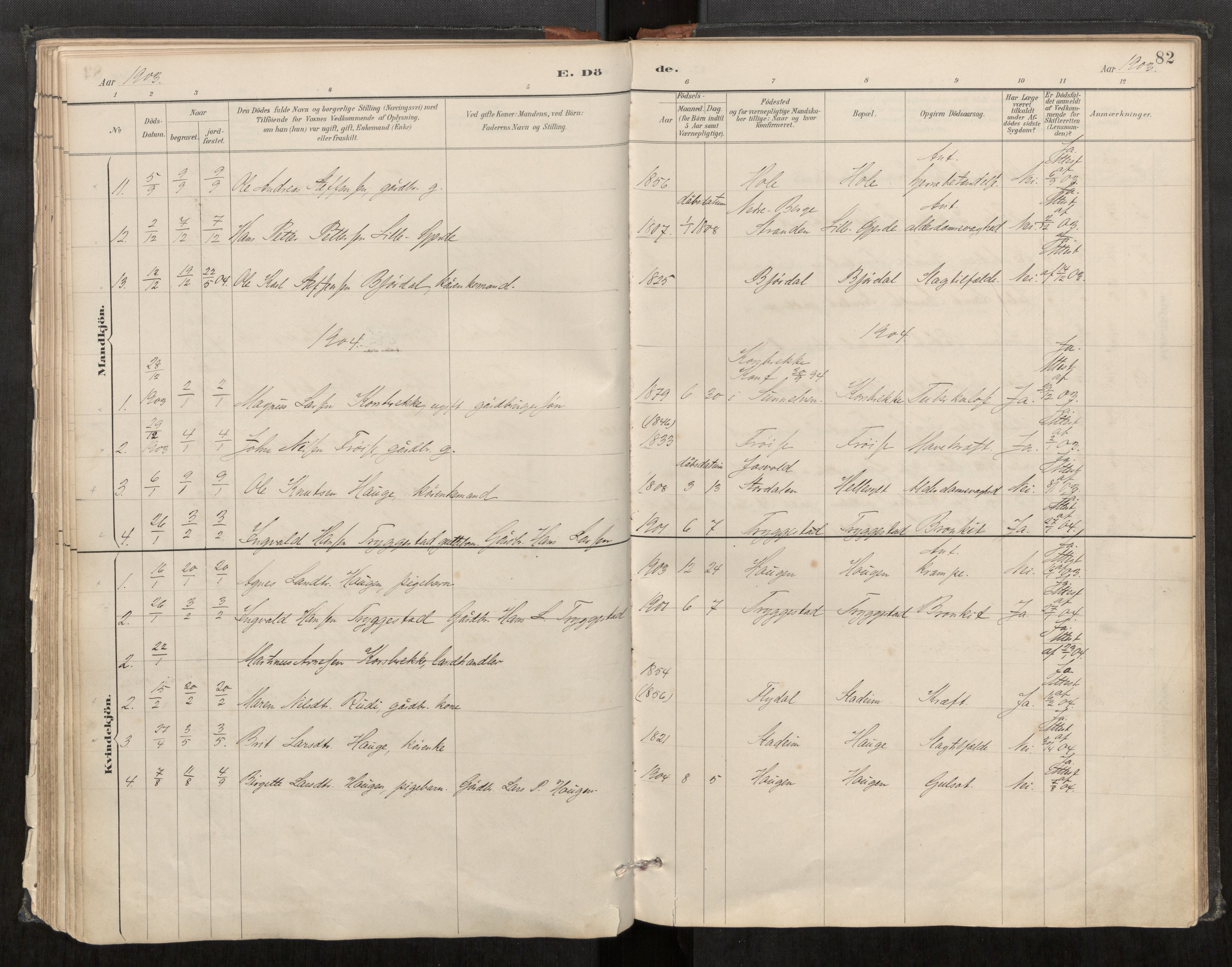 Sunnylven sokneprestkontor, AV/SAT-A-1007/H/Ha/Haa/L0003: Parish register (official) no. 517A10, 1887-1915, p. 82