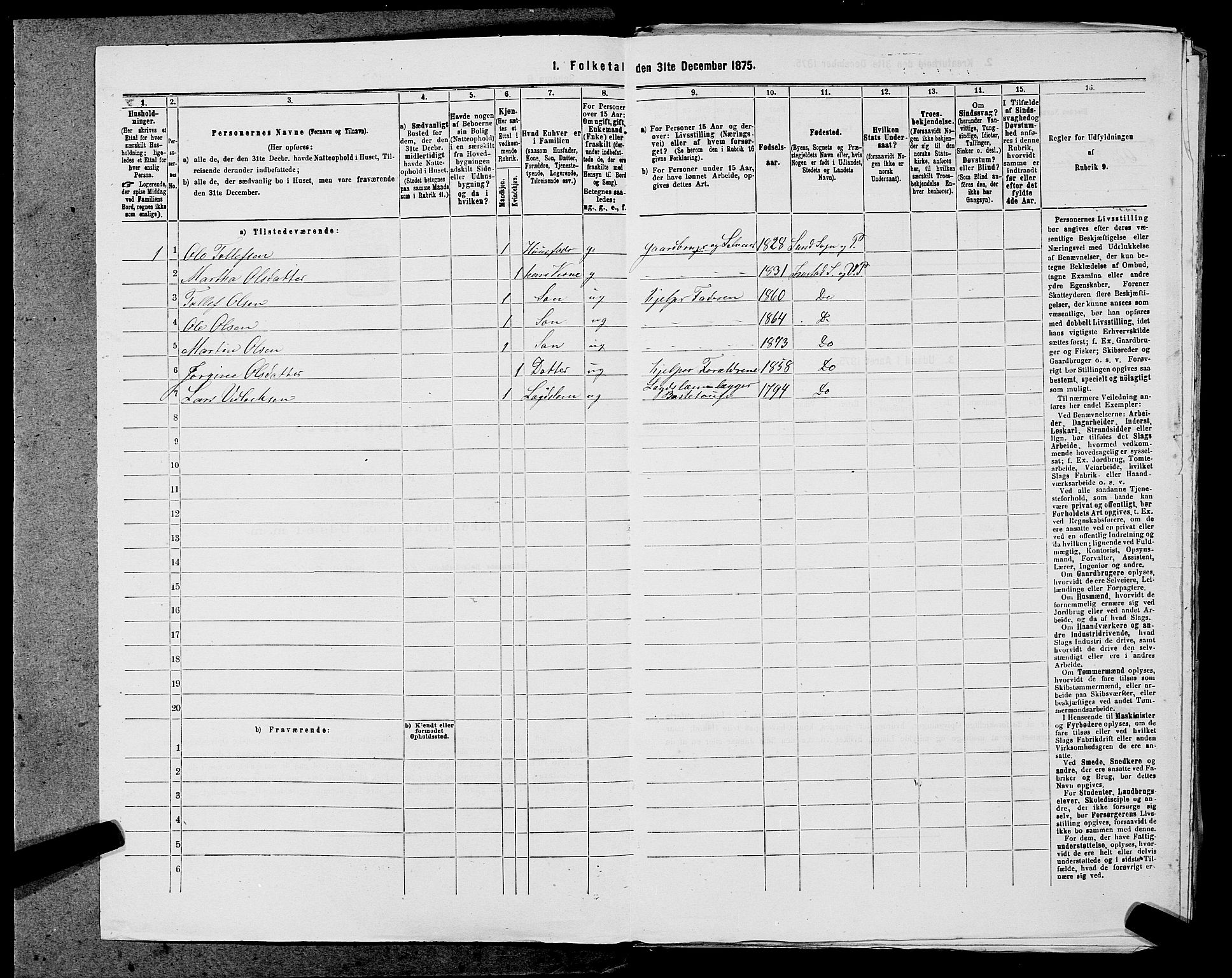 SAST, 1875 census for 1157P Vikedal, 1875, p. 1214