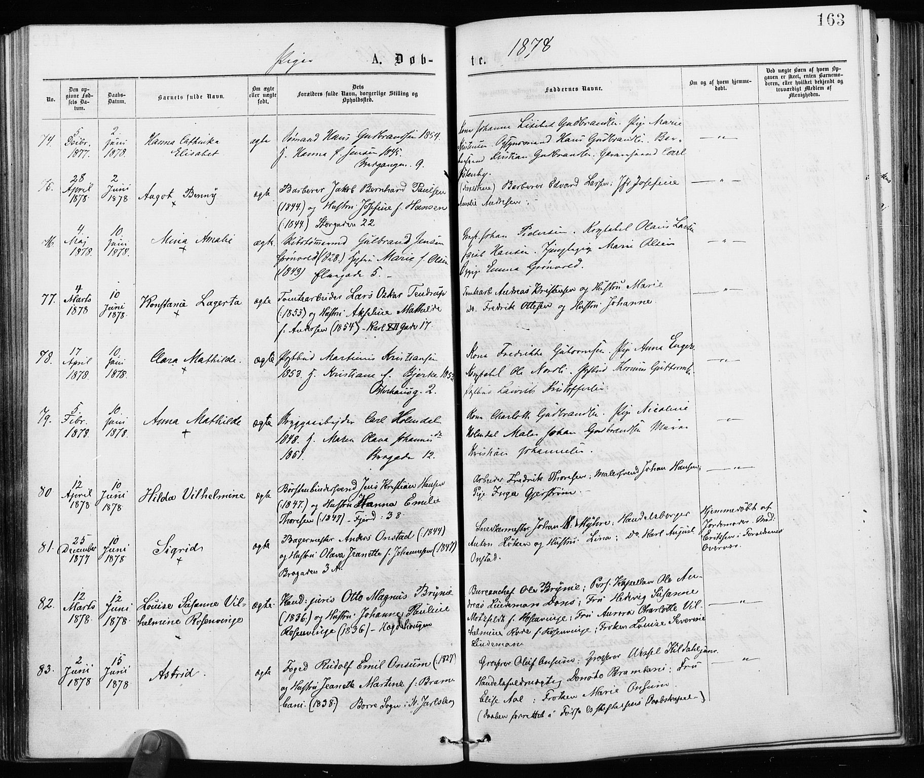 Jakob prestekontor Kirkebøker, AV/SAO-A-10850/F/Fa/L0001: Parish register (official) no. 1, 1875-1924, p. 163
