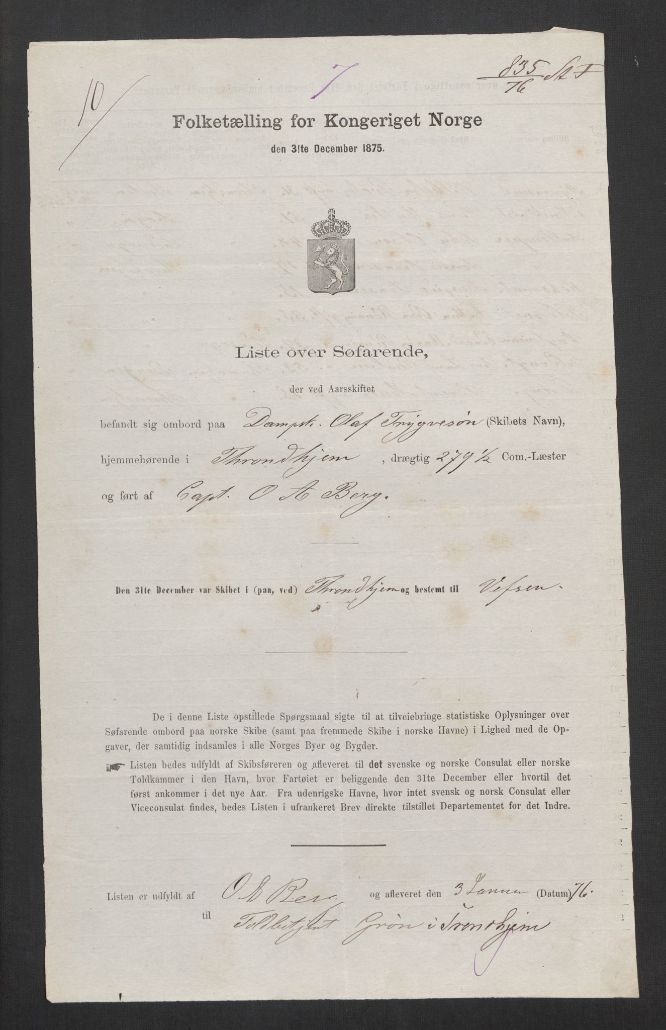 RA, 1875 census, lists of crew on ships: Ships in domestic ports, 1875, p. 1173