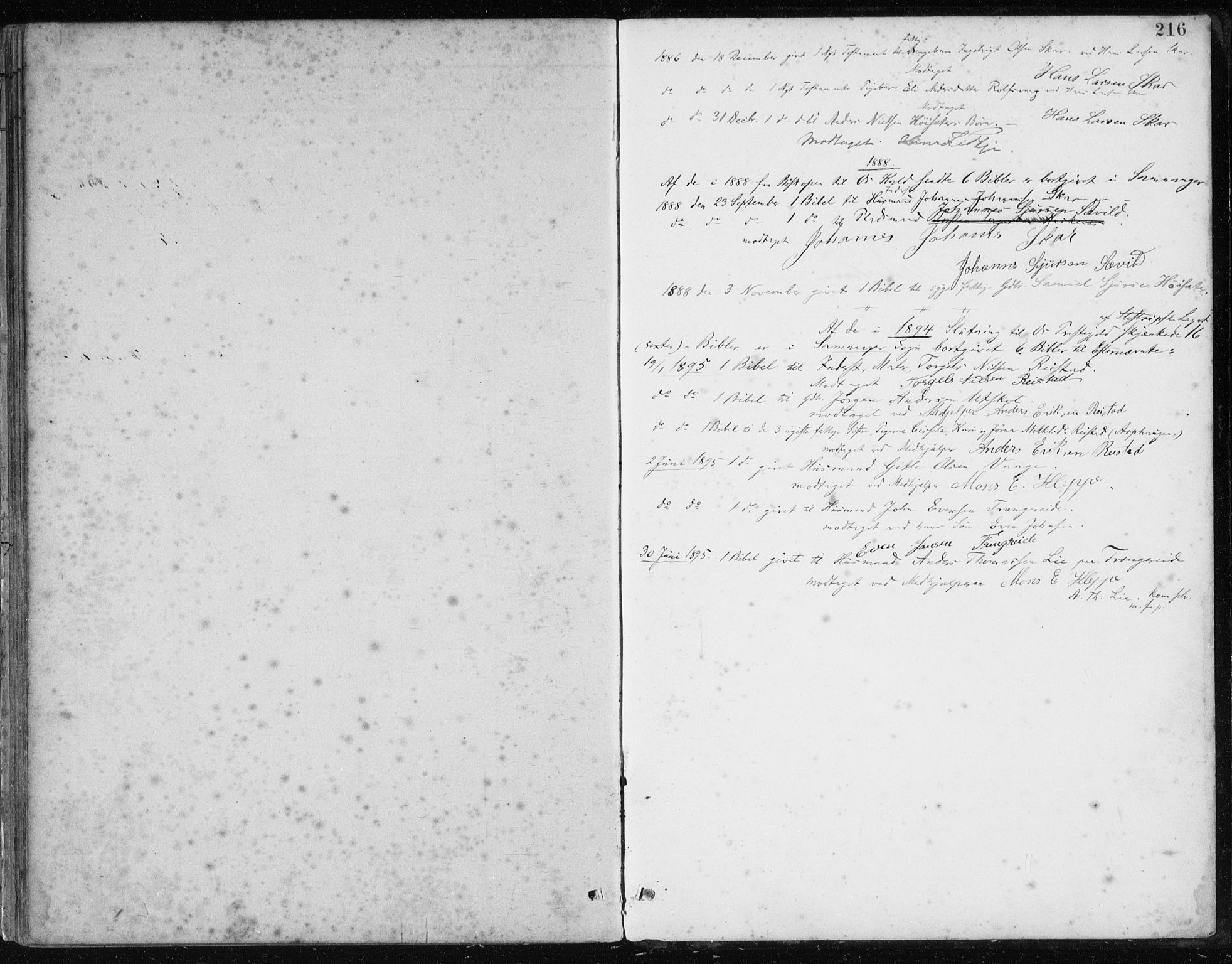 Samnanger Sokneprestembete, SAB/A-77501/H/Haa: Parish register (official) no. A 1, 1885-1901, p. 216