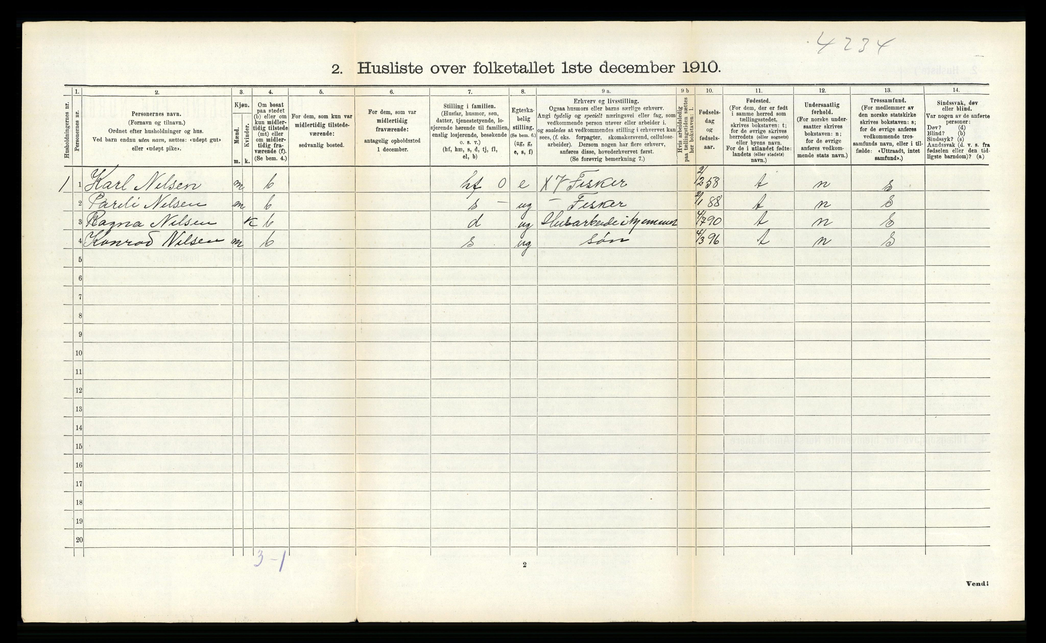 RA, 1910 census for Dverberg, 1910, p. 1069