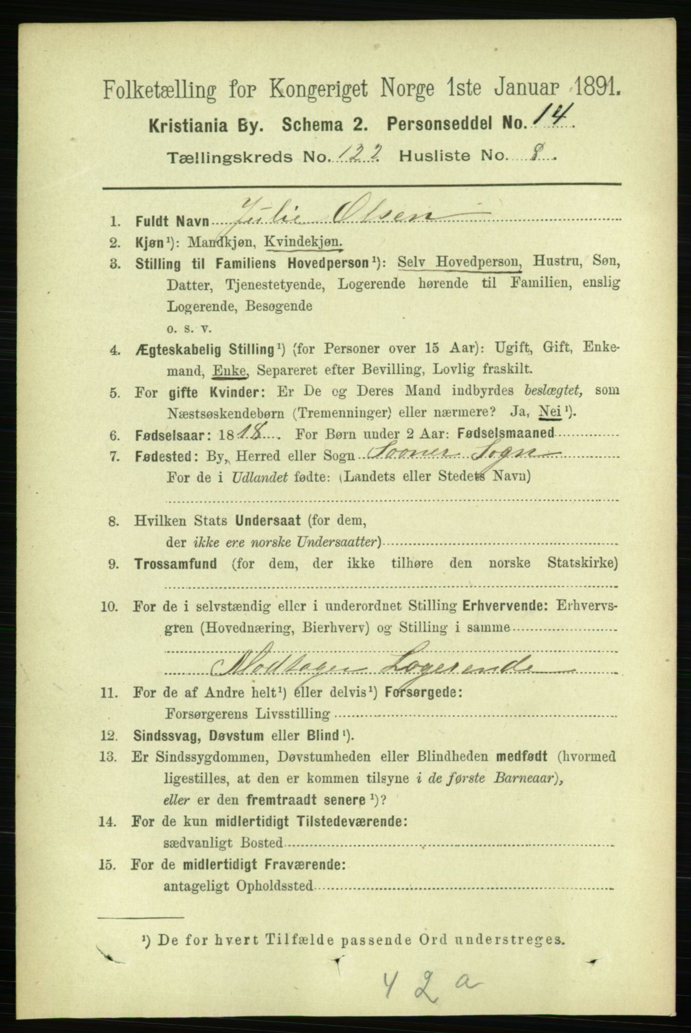 RA, 1891 census for 0301 Kristiania, 1891, p. 64951