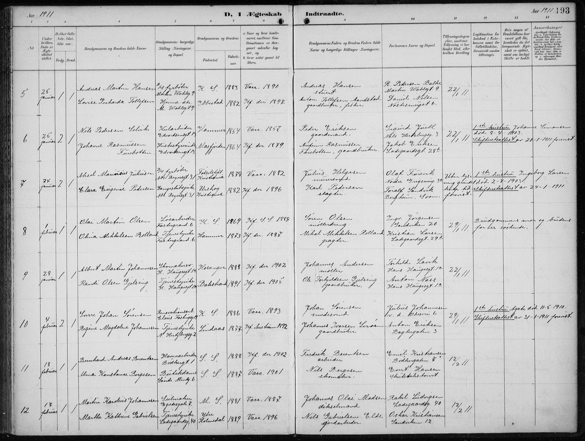 Sandviken Sokneprestembete, AV/SAB-A-77601/H/Ha/L0014: Parish register (official) no. D 1, 1896-1911, p. 193