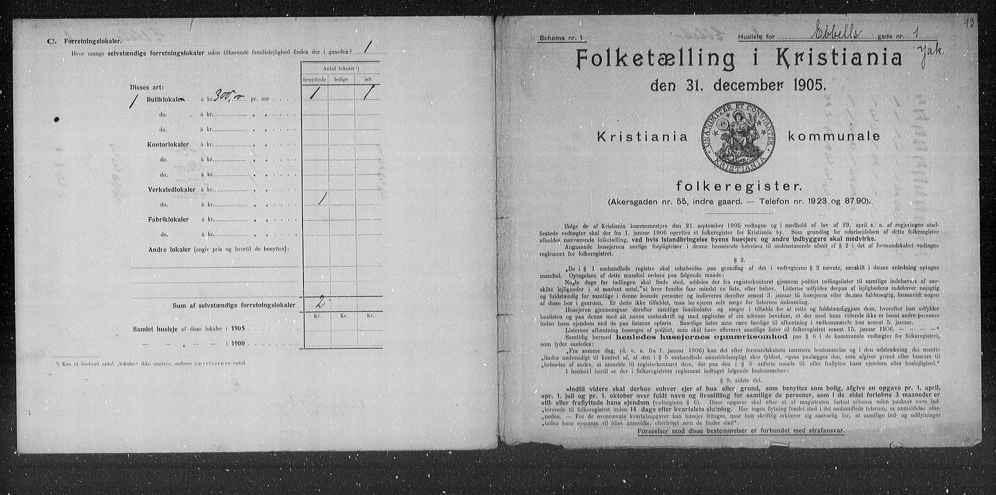 OBA, Municipal Census 1905 for Kristiania, 1905, p. 9415