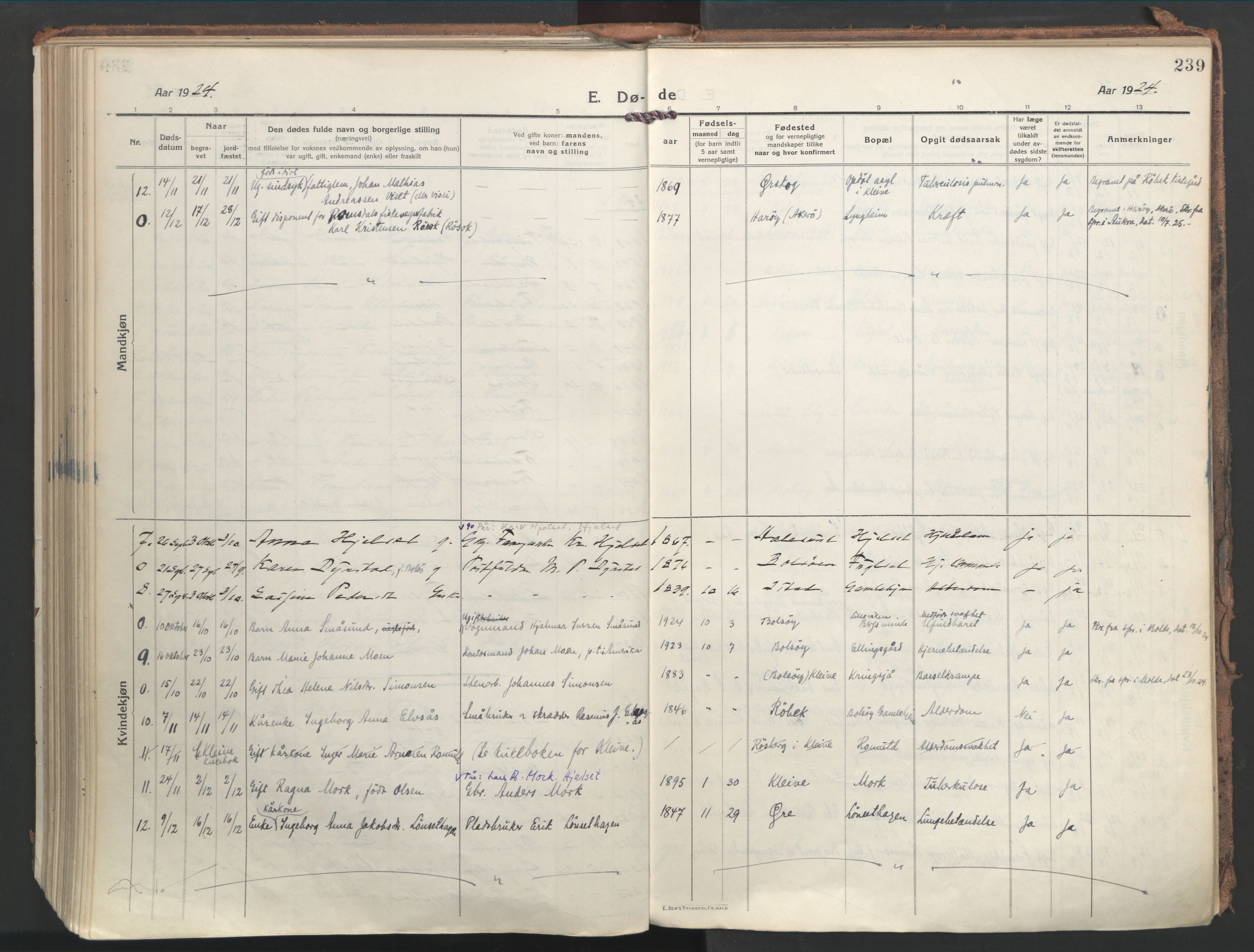 Ministerialprotokoller, klokkerbøker og fødselsregistre - Møre og Romsdal, AV/SAT-A-1454/555/L0659: Parish register (official) no. 555A10, 1917-1971, p. 239