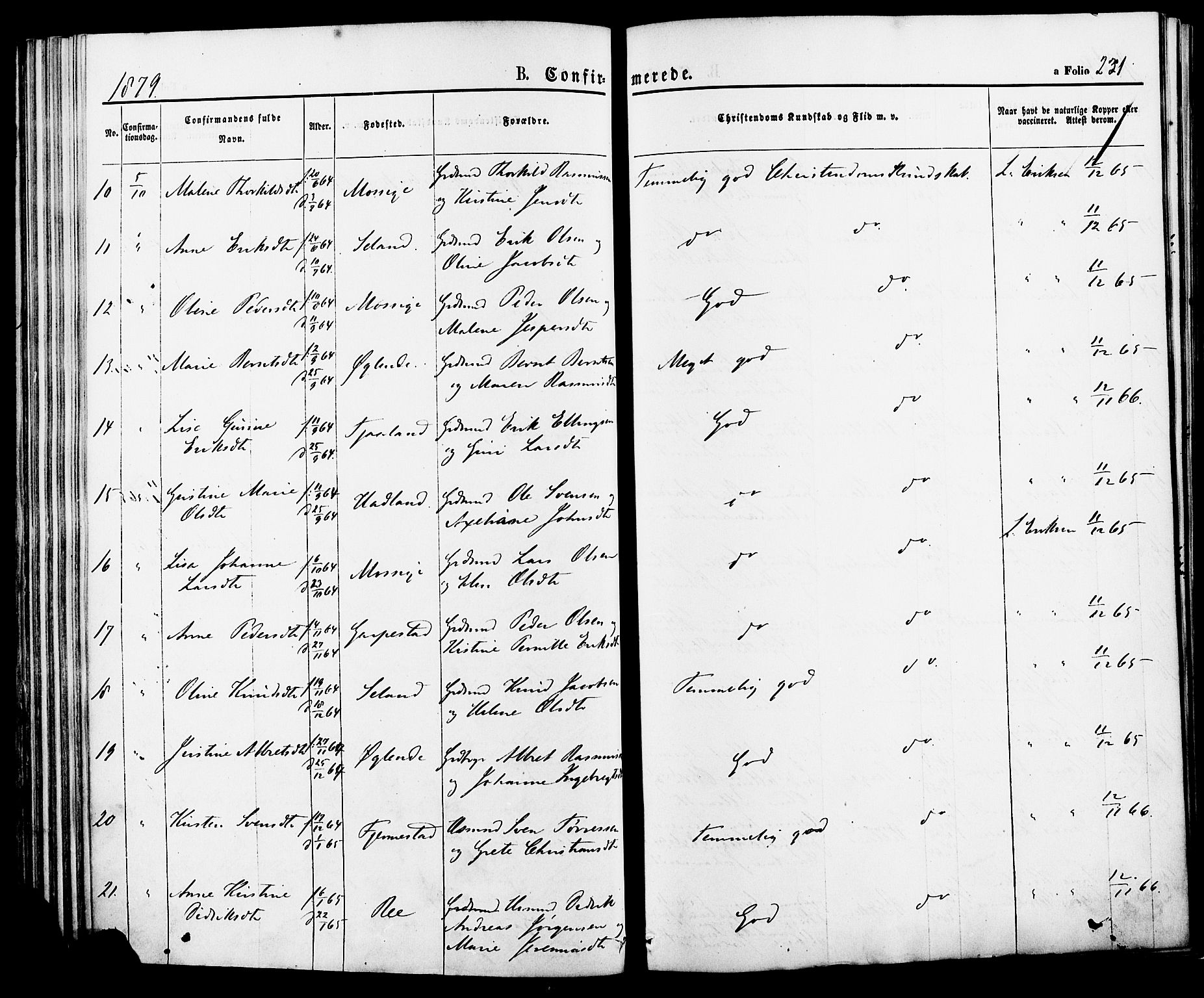 Lye sokneprestkontor, AV/SAST-A-101794/001/30BA/L0008: Parish register (official) no. A 7, 1872-1881, p. 231