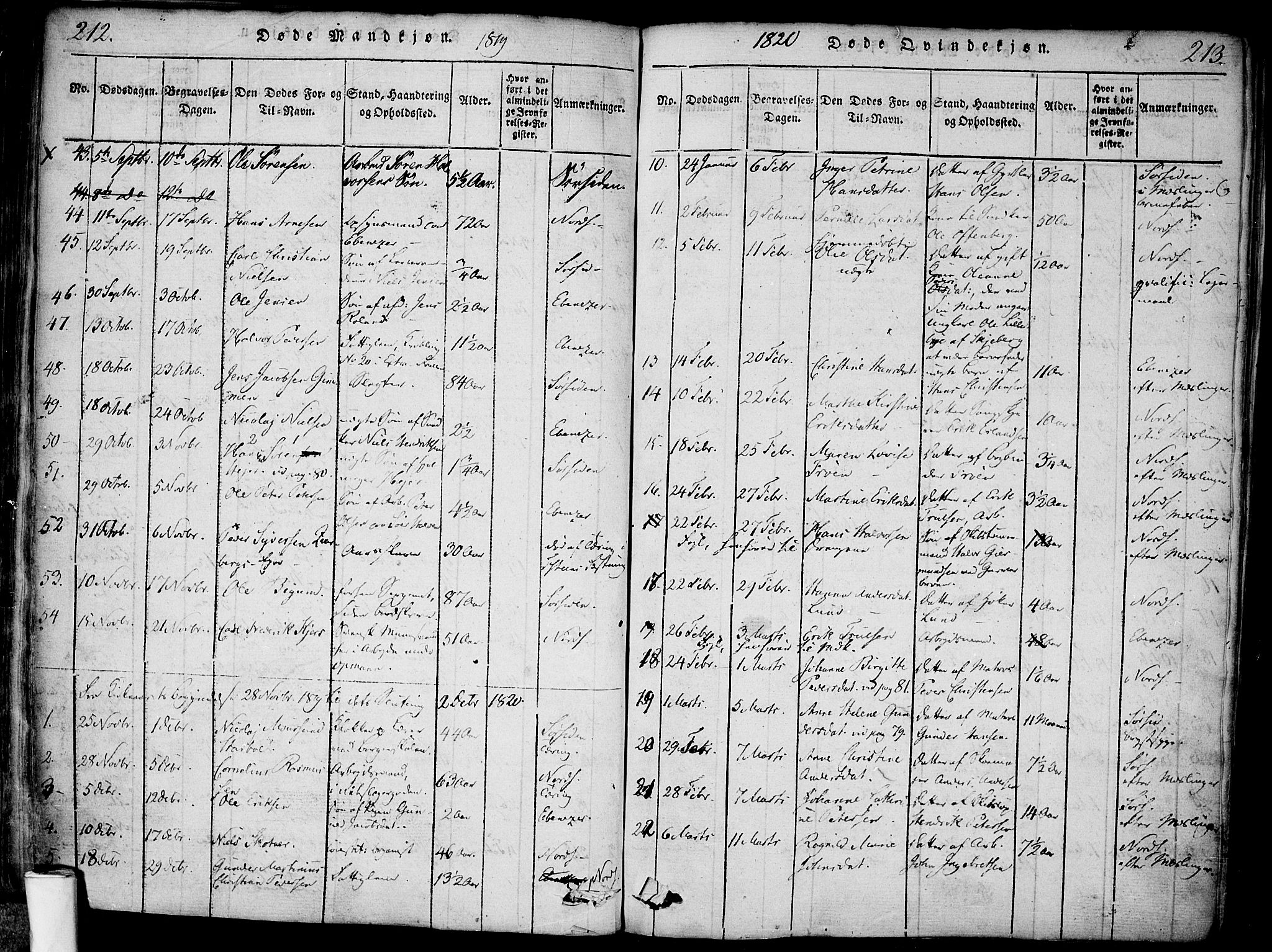 Halden prestekontor Kirkebøker, SAO/A-10909/F/Fa/L0003: Parish register (official) no. I 3, 1815-1834, p. 212-213