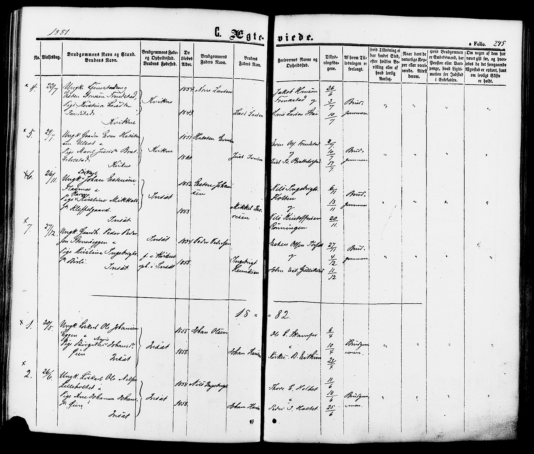 Kvikne prestekontor, SAH/PREST-064/H/Ha/Haa/L0006: Parish register (official) no. 6, 1863-1886, p. 245