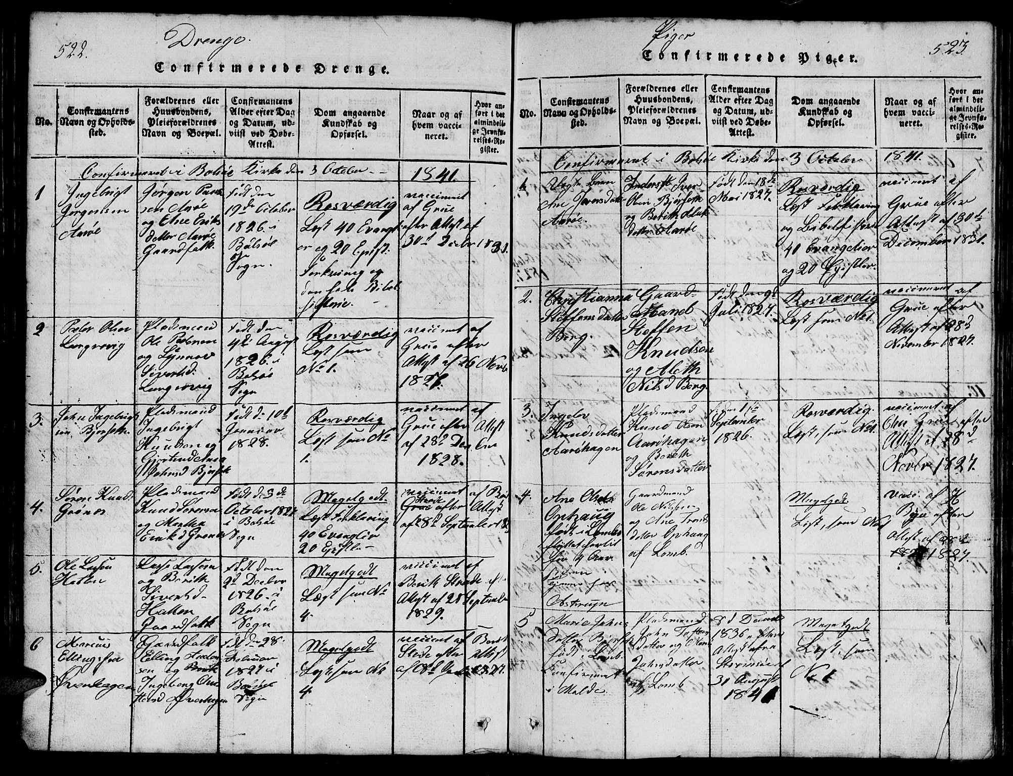 Ministerialprotokoller, klokkerbøker og fødselsregistre - Møre og Romsdal, SAT/A-1454/555/L0665: Parish register (copy) no. 555C01, 1818-1868, p. 522-523