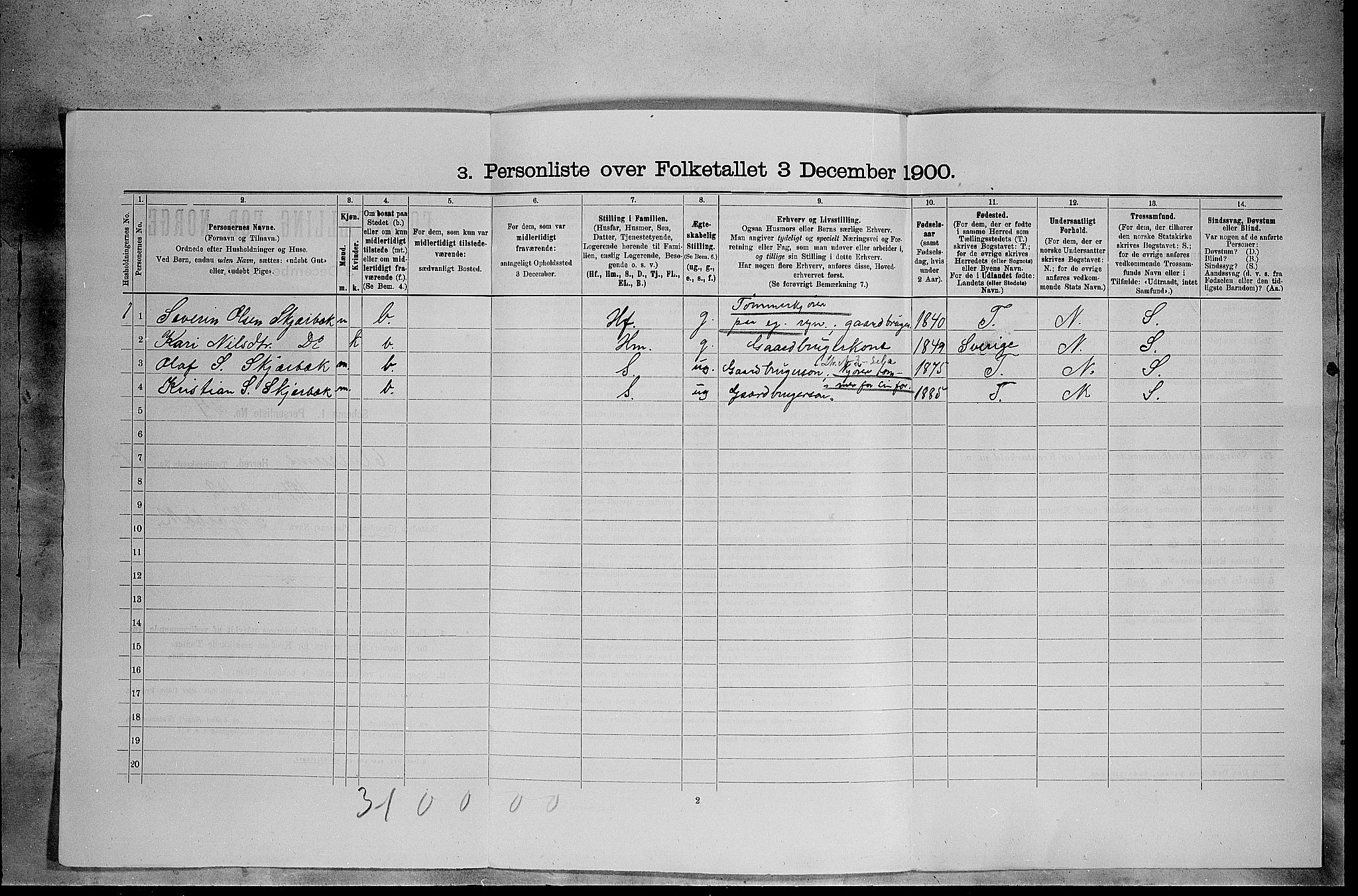 SAH, 1900 census for Elverum, 1900, p. 2402