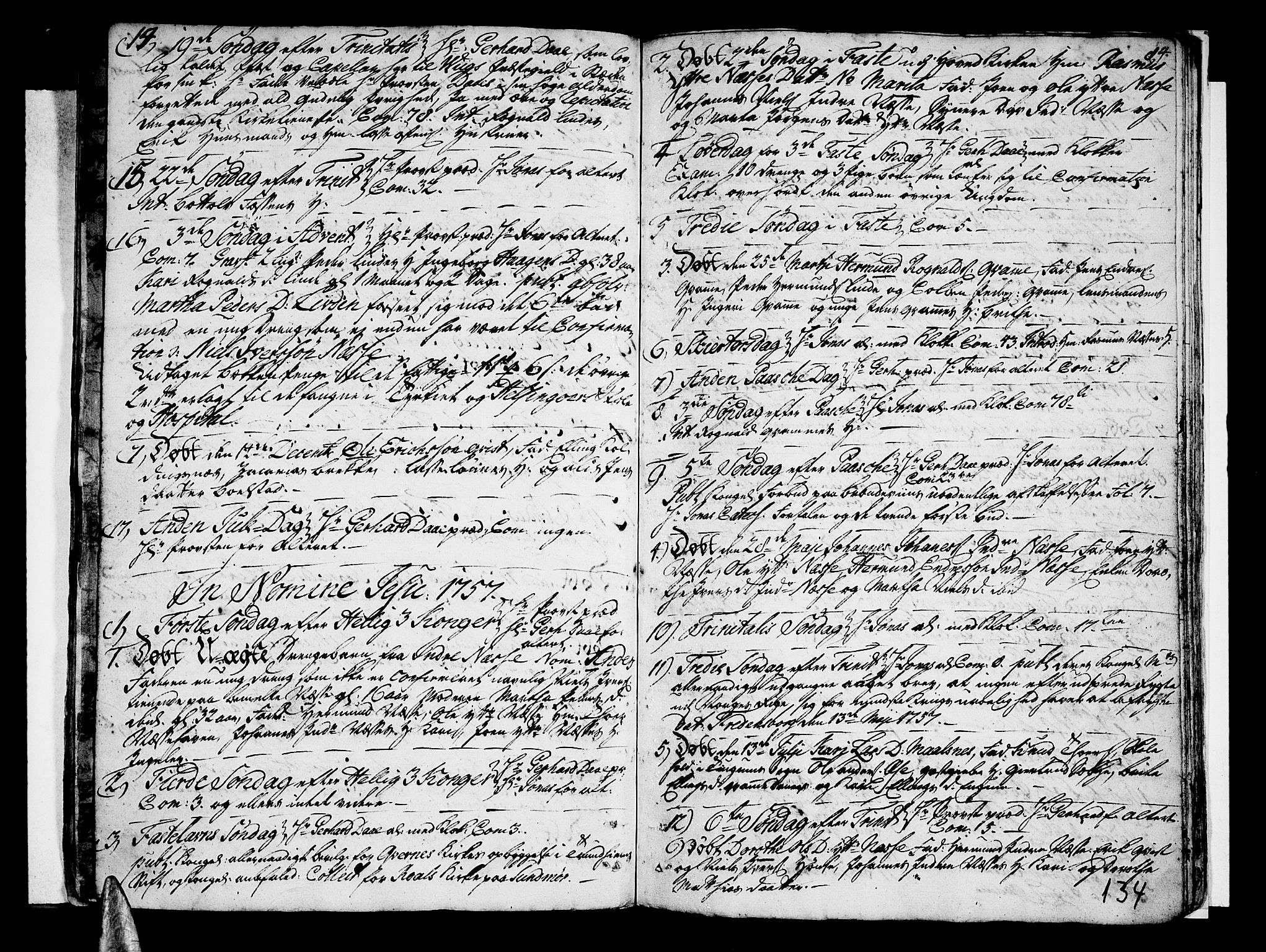 Vik sokneprestembete, SAB/A-81501: Parish register (official) no. A 3 /4, 1755-1771, p. 134