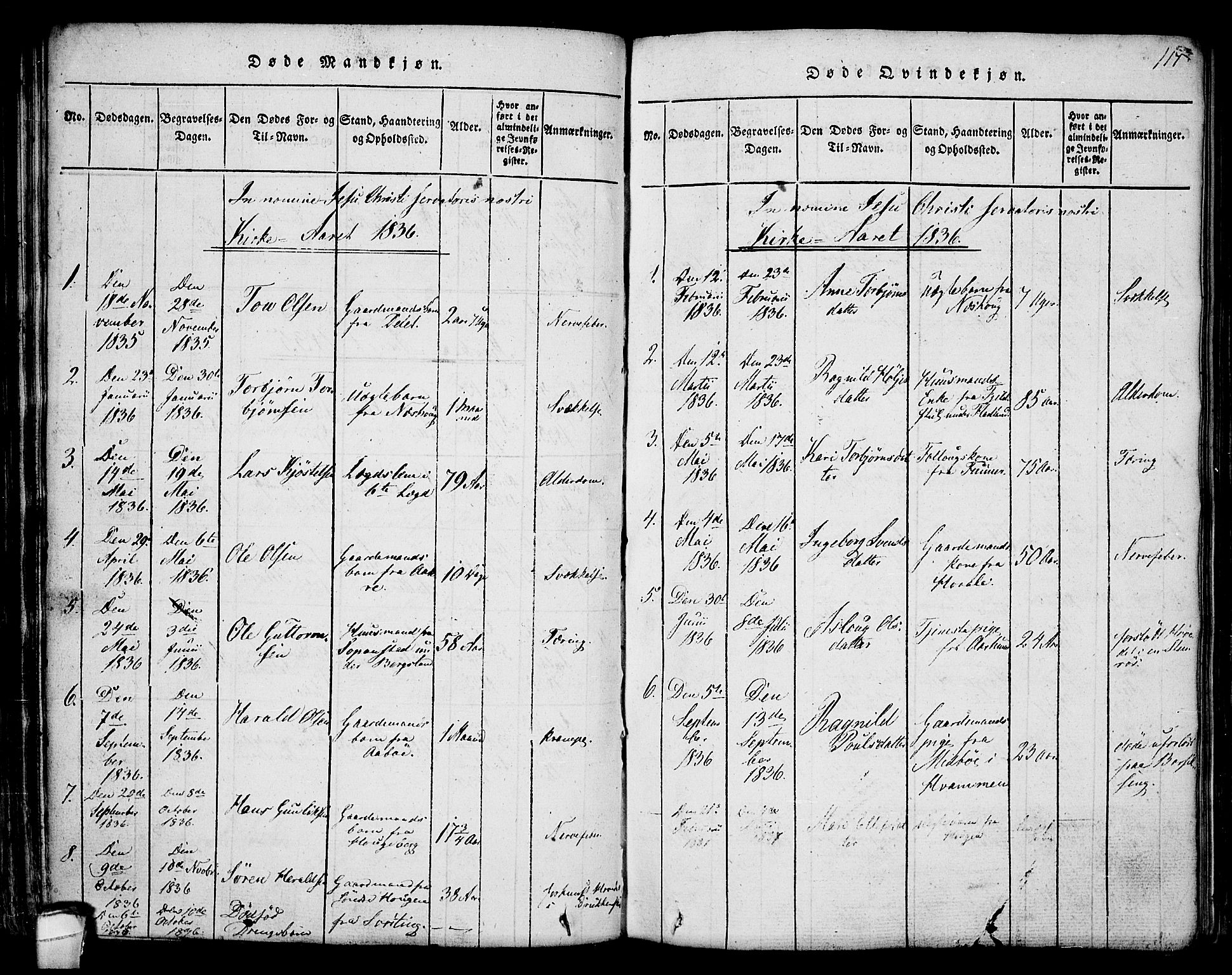 Hjartdal kirkebøker, SAKO/A-270/F/Fa/L0007: Parish register (official) no. I 7, 1815-1843, p. 117