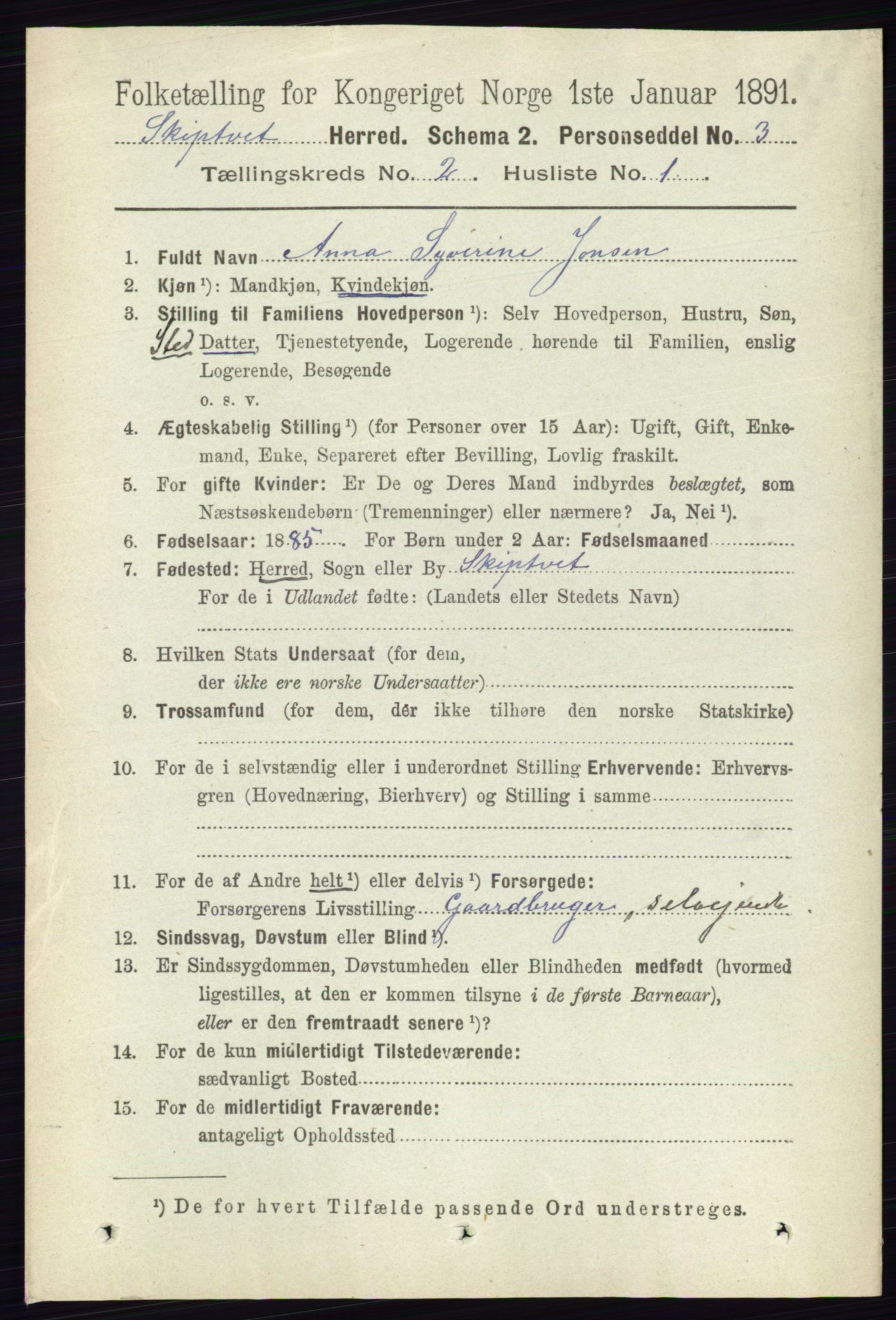 RA, 1891 census for 0127 Skiptvet, 1891, p. 574