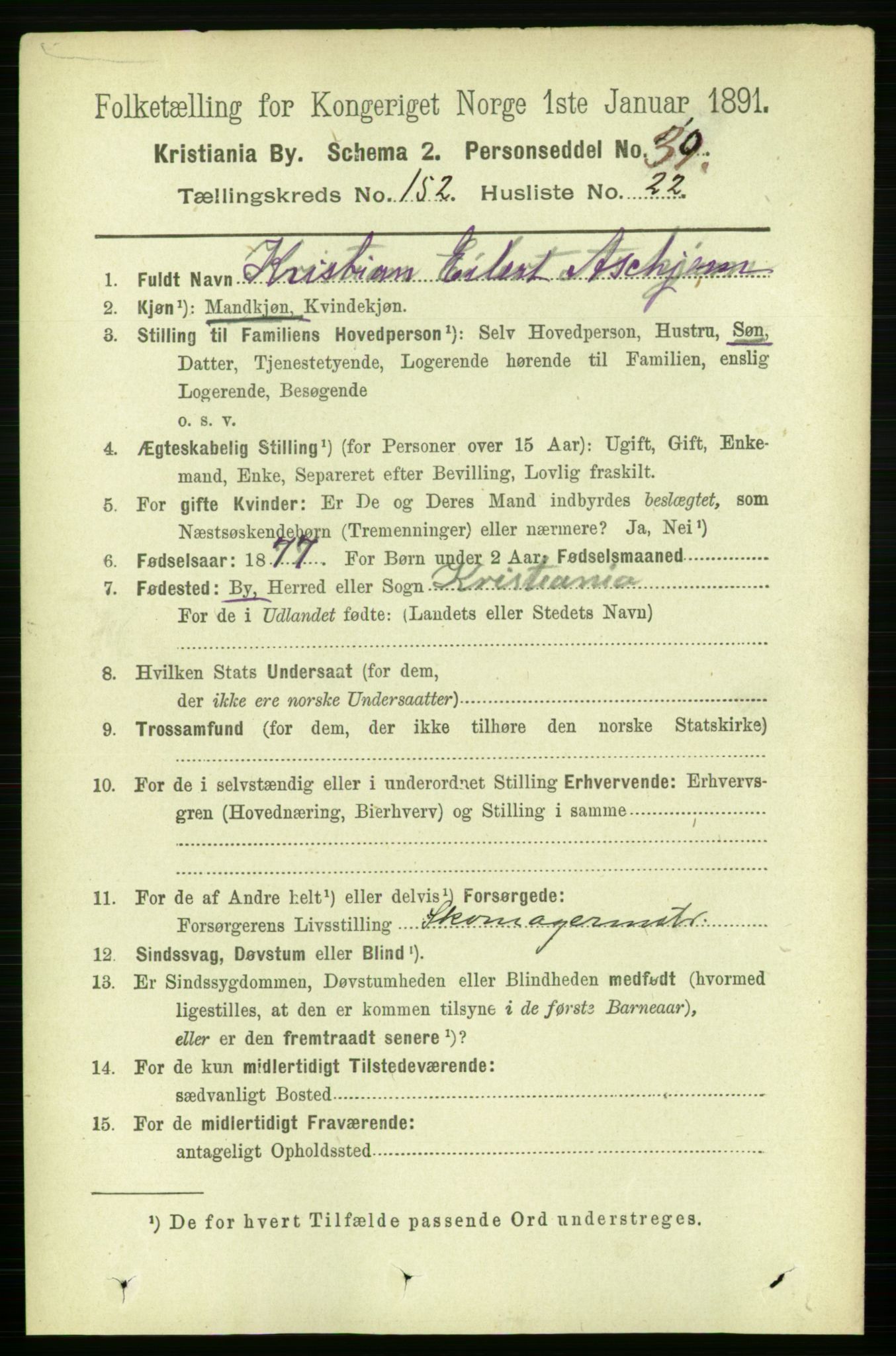 RA, 1891 census for 0301 Kristiania, 1891, p. 85881