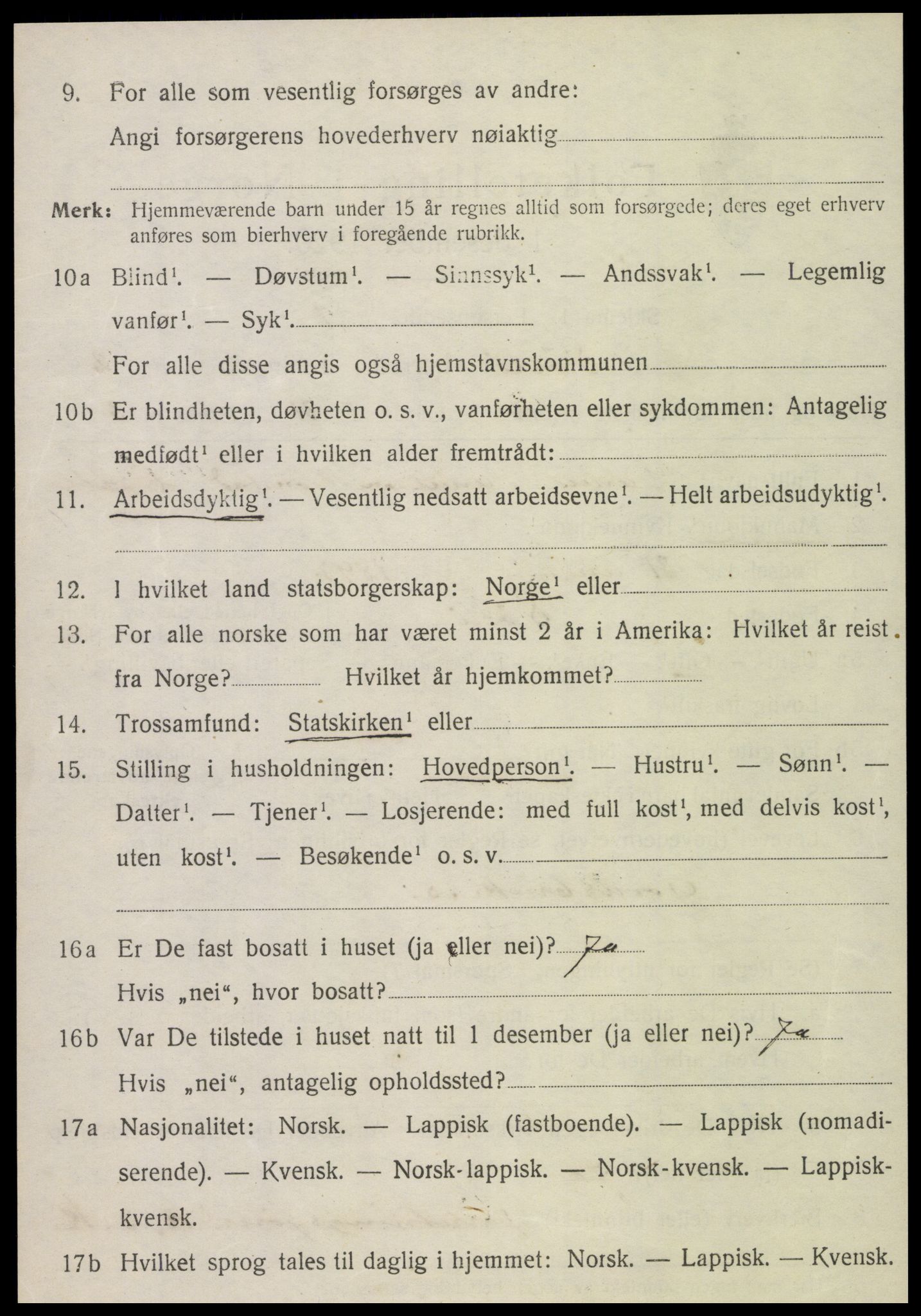 SAT, 1920 census for Sørli, 1920, p. 1026