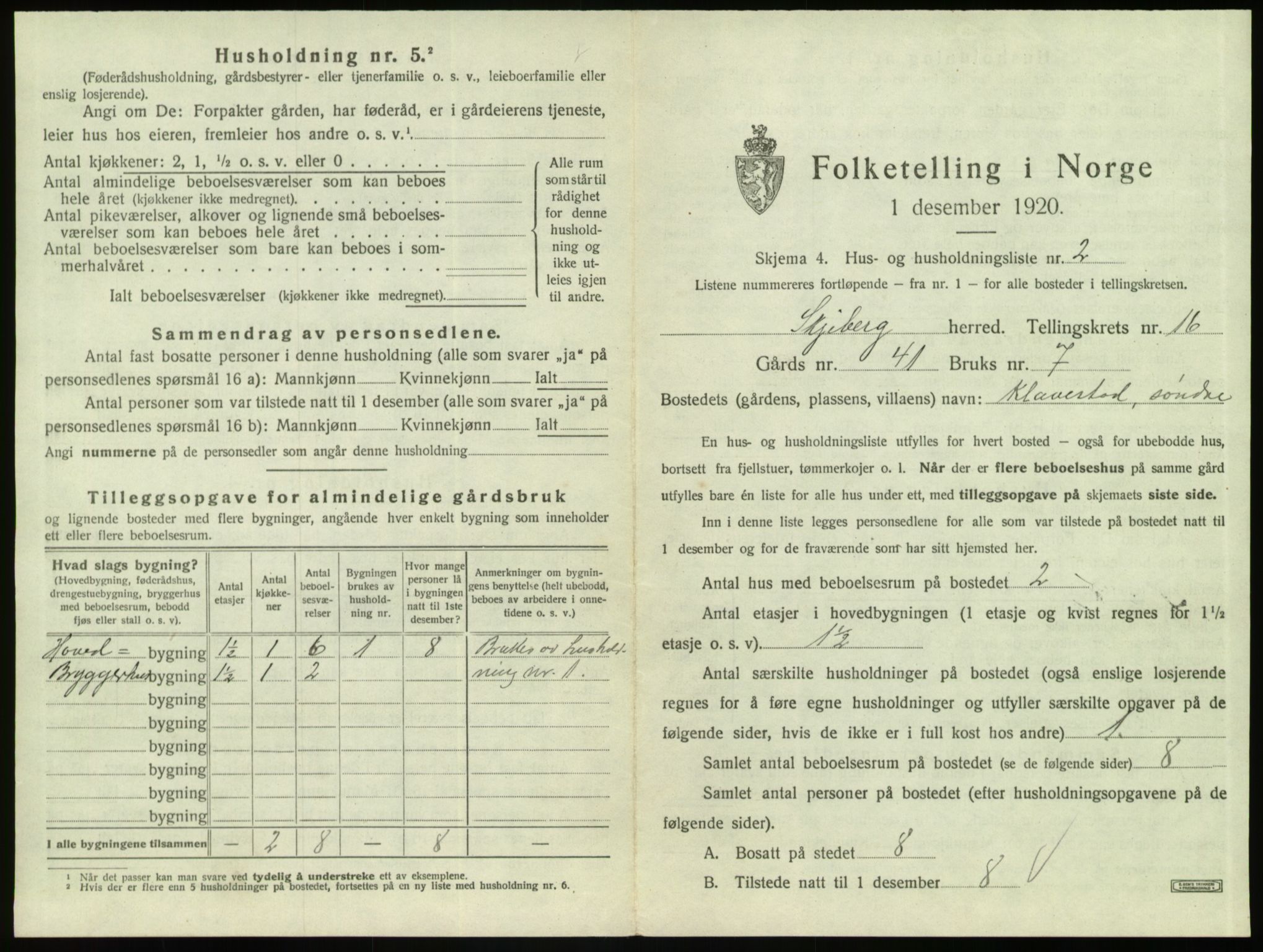 SAO, 1920 census for Skjeberg, 1920, p. 2090