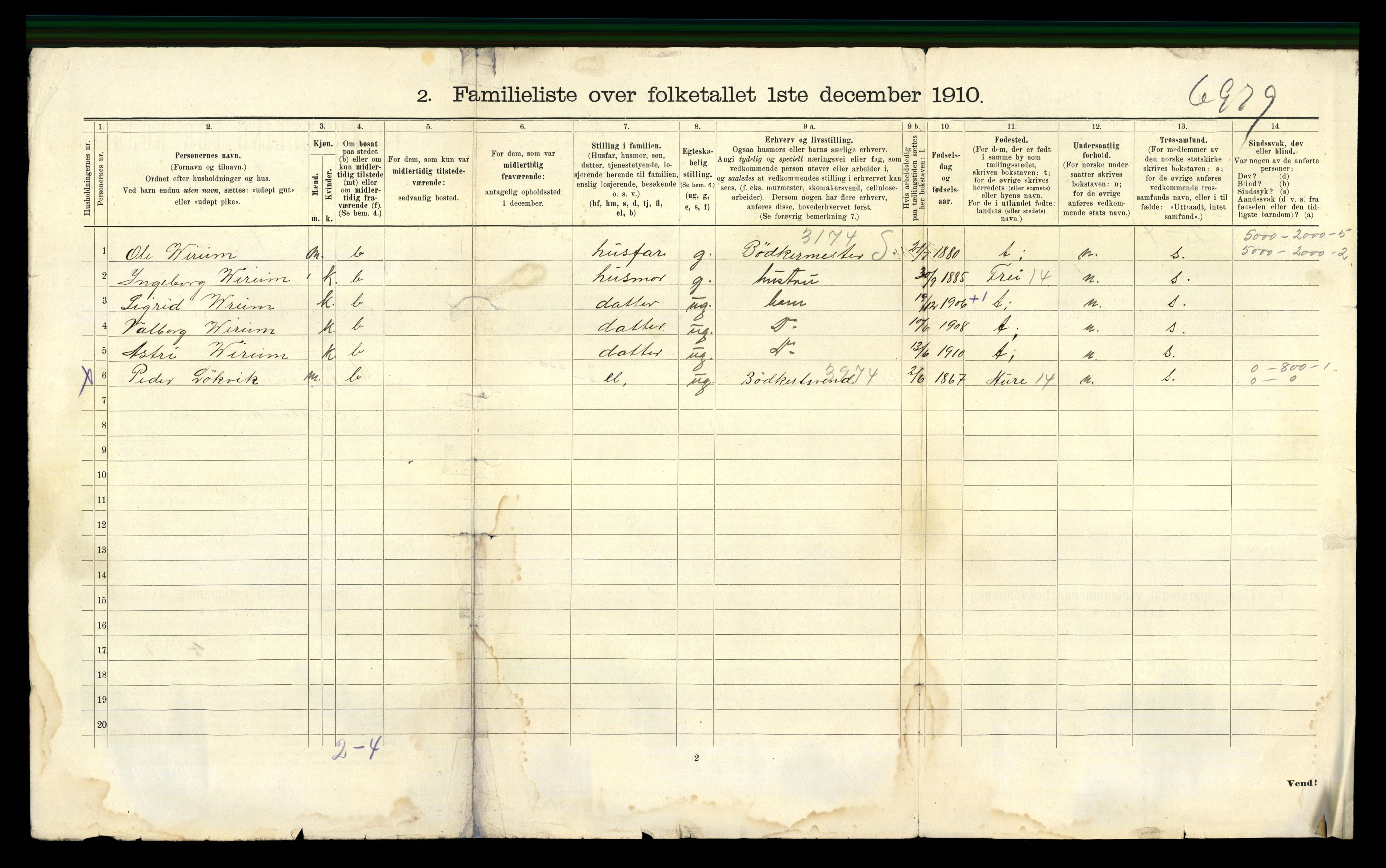 RA, 1910 census for Kristiansund, 1910, p. 5892