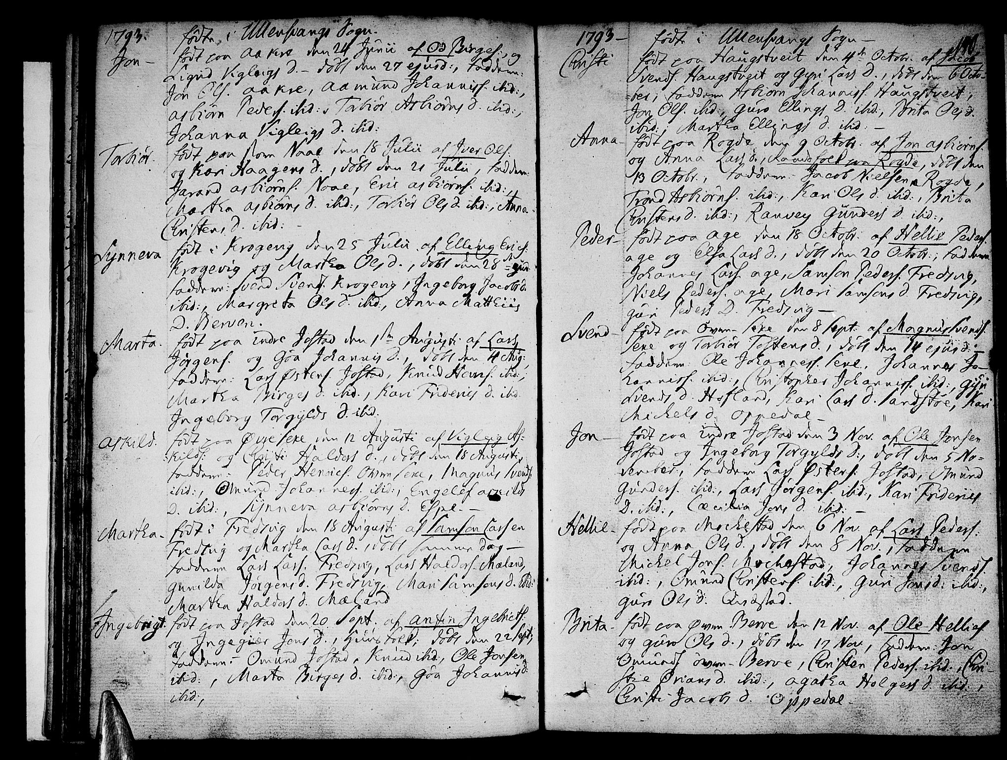 Ullensvang sokneprestembete, AV/SAB-A-78701/H/Haa: Parish register (official) no. A 7 /1, 1788-1804, p. 179-180