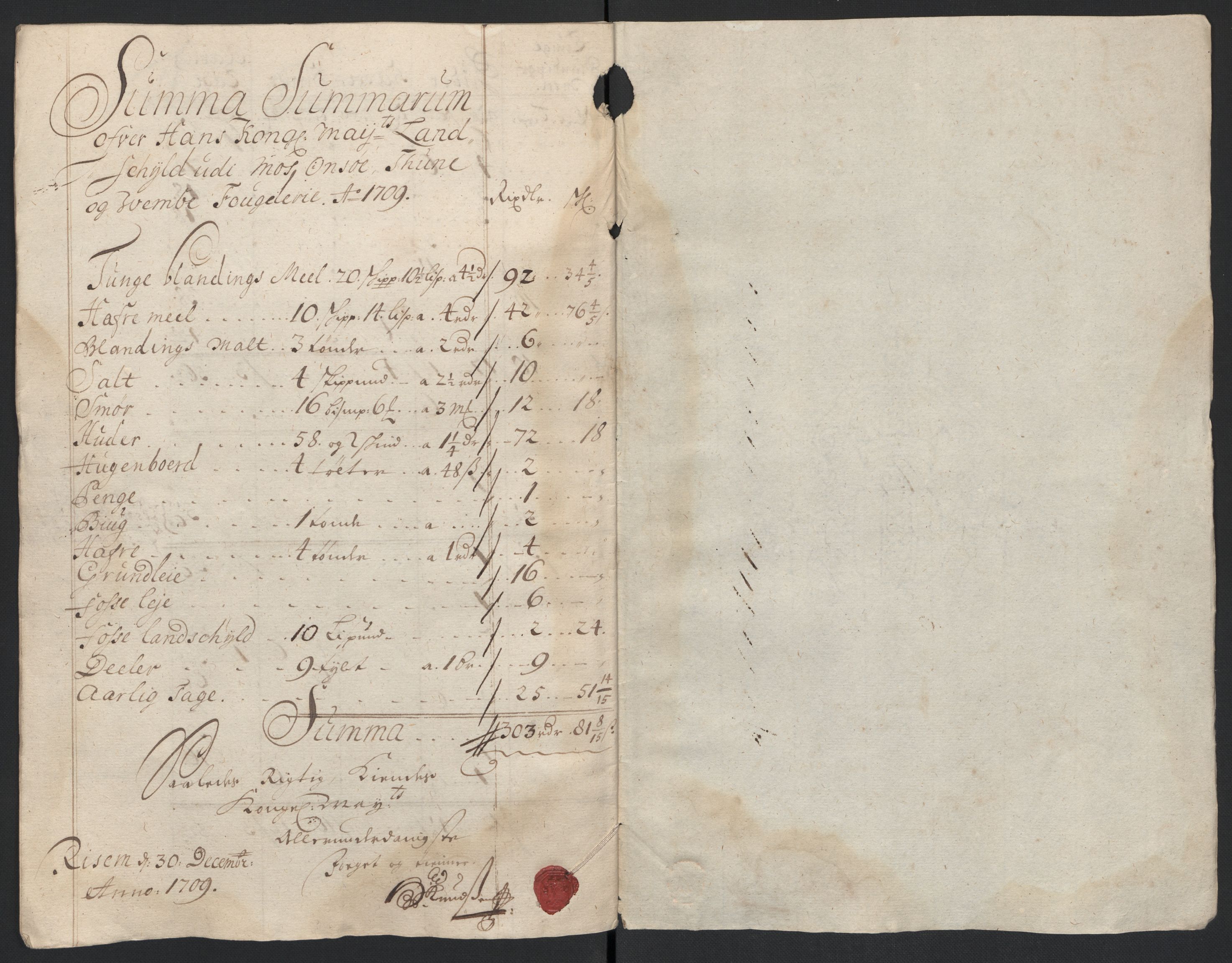 Rentekammeret inntil 1814, Reviderte regnskaper, Fogderegnskap, RA/EA-4092/R04/L0135: Fogderegnskap Moss, Onsøy, Tune, Veme og Åbygge, 1709-1710, p. 28