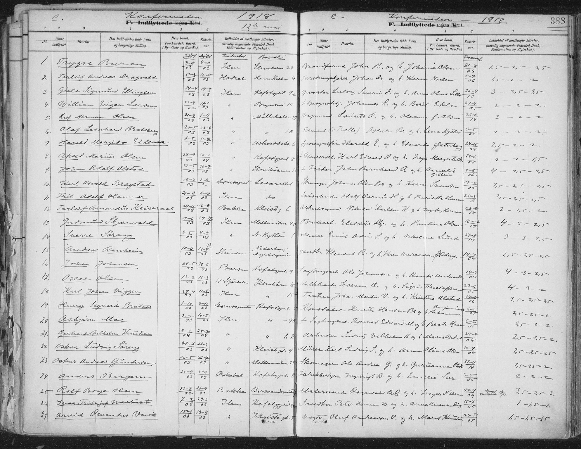 Ministerialprotokoller, klokkerbøker og fødselsregistre - Sør-Trøndelag, SAT/A-1456/603/L0167: Parish register (official) no. 603A06, 1896-1932, p. 388