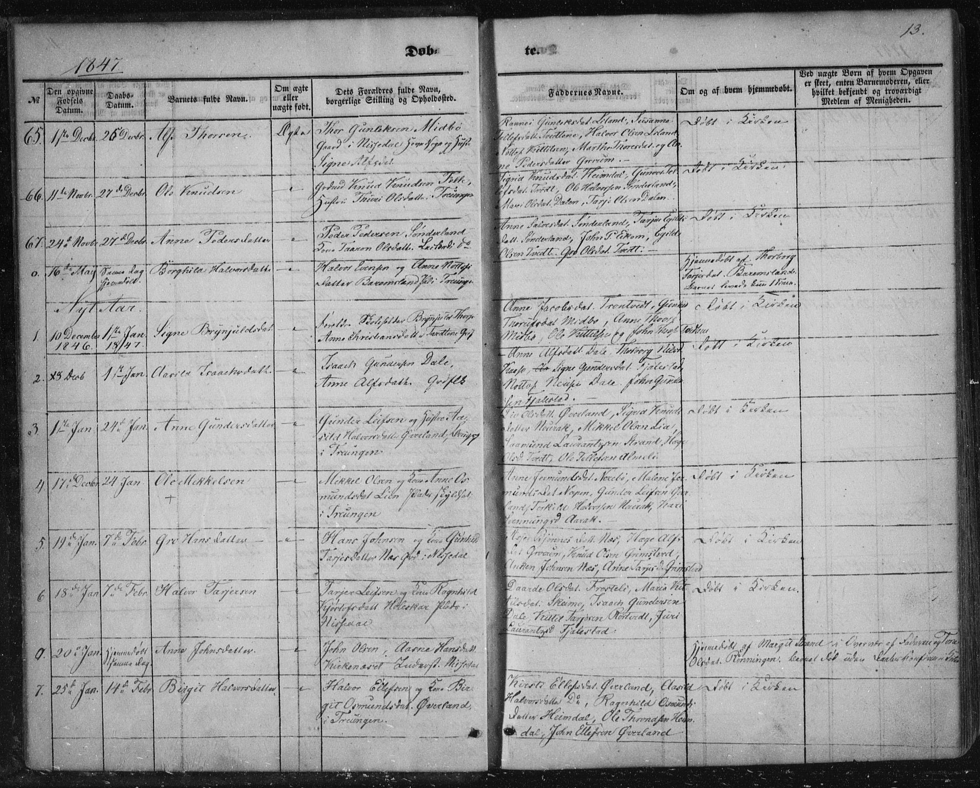 Nissedal kirkebøker, SAKO/A-288/F/Fa/L0003: Parish register (official) no. I 3, 1846-1870, p. 12-13