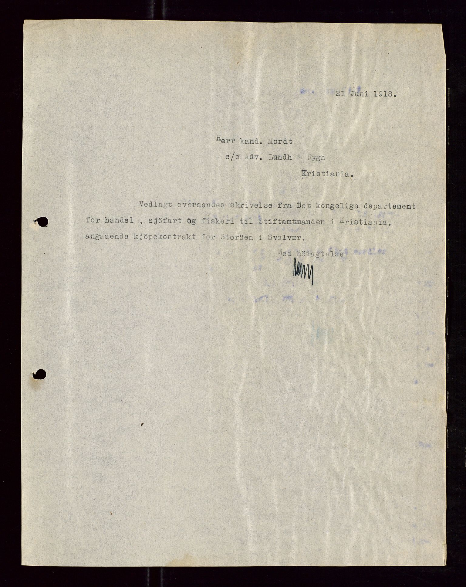 Pa 1521 - A/S Norske Shell, AV/SAST-A-101915/E/Ea/Eaa/L0005: Sjefskorrespondanse, 1918, p. 398