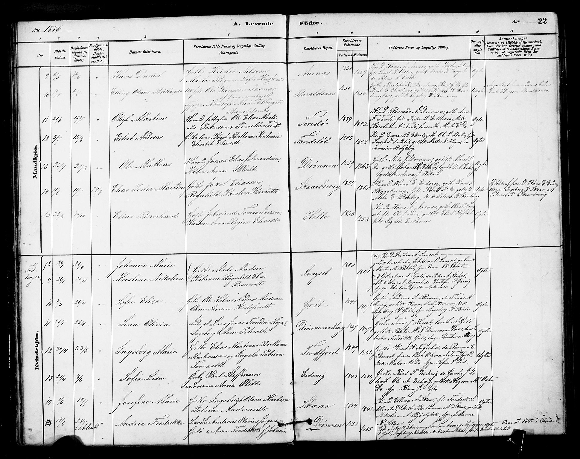 Ministerialprotokoller, klokkerbøker og fødselsregistre - Møre og Romsdal, AV/SAT-A-1454/525/L0376: Parish register (copy) no. 525C02, 1880-1902, p. 22