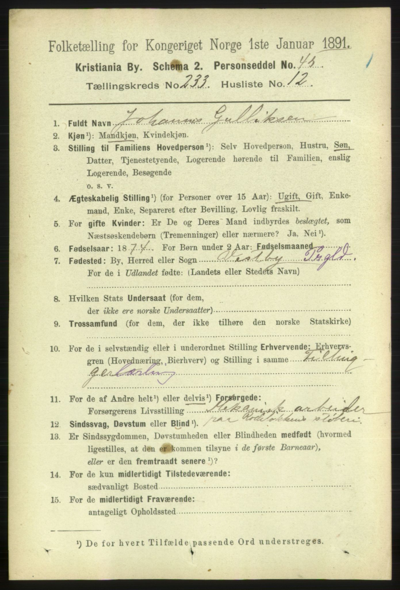 RA, 1891 census for 0301 Kristiania, 1891, p. 143403