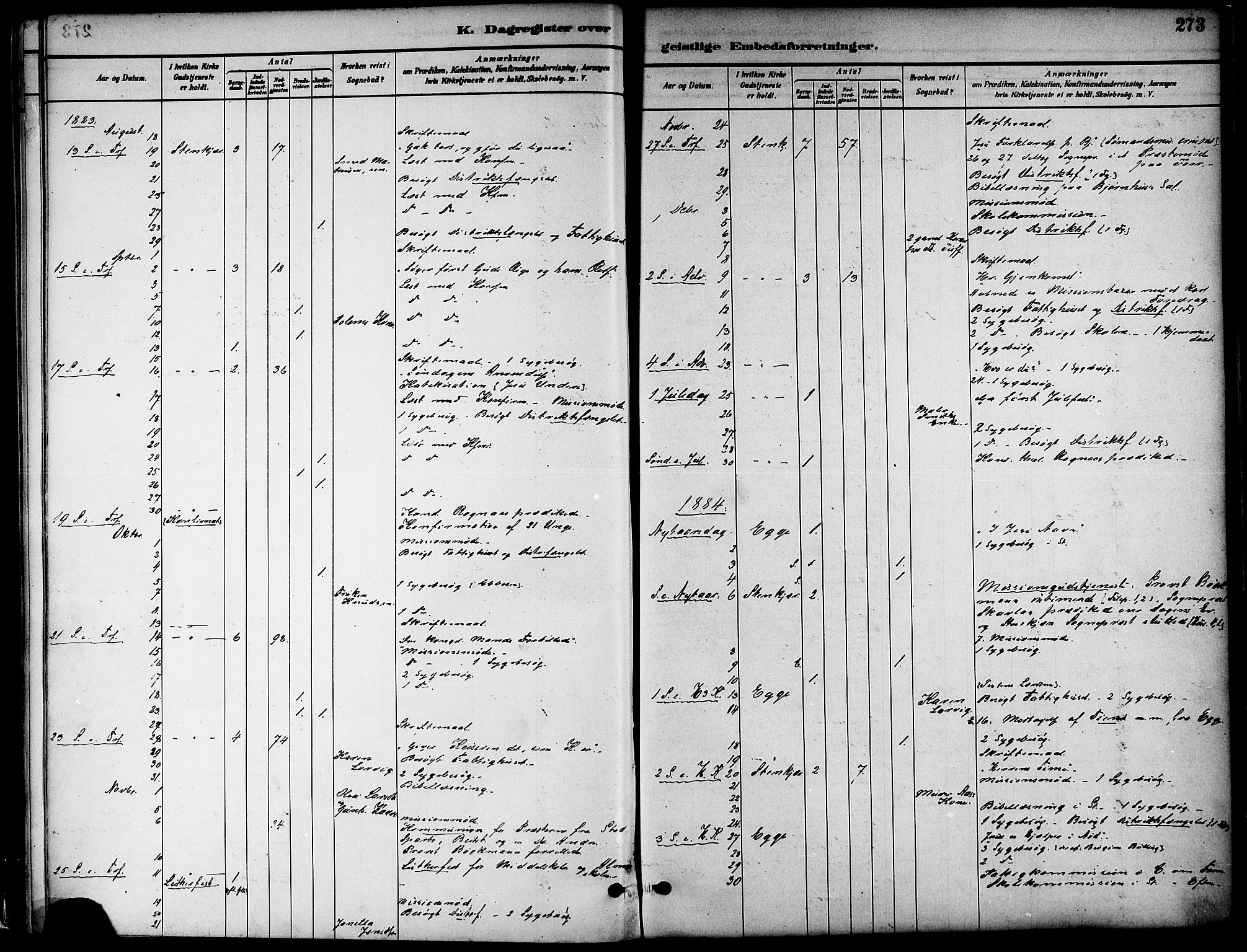 Ministerialprotokoller, klokkerbøker og fødselsregistre - Nord-Trøndelag, SAT/A-1458/739/L0371: Parish register (official) no. 739A03, 1881-1895, p. 273