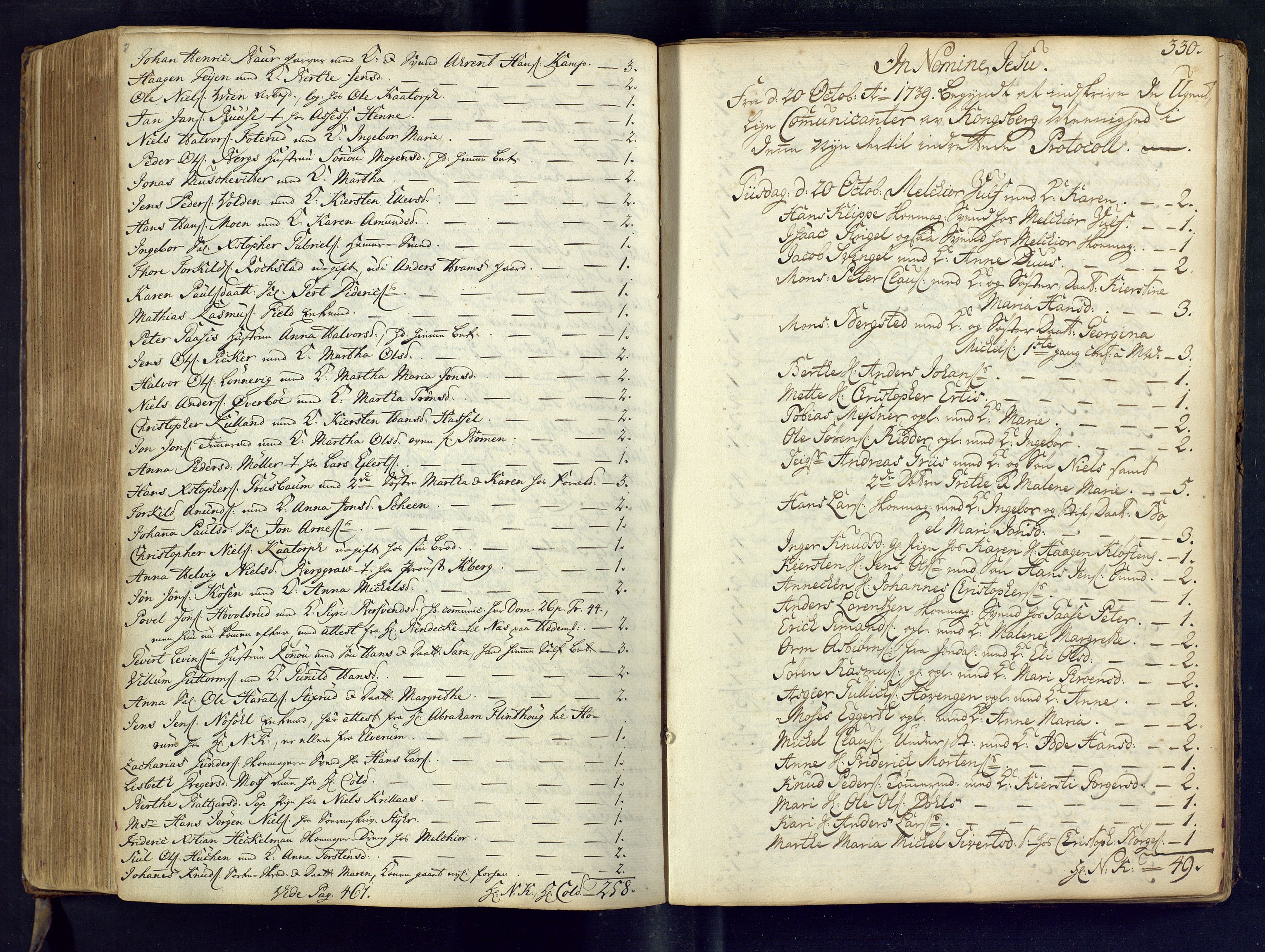 Kongsberg kirkebøker, SAKO/A-22/M/Ma/L0002: Communicants register no. 2, 1739-1745, p. 330