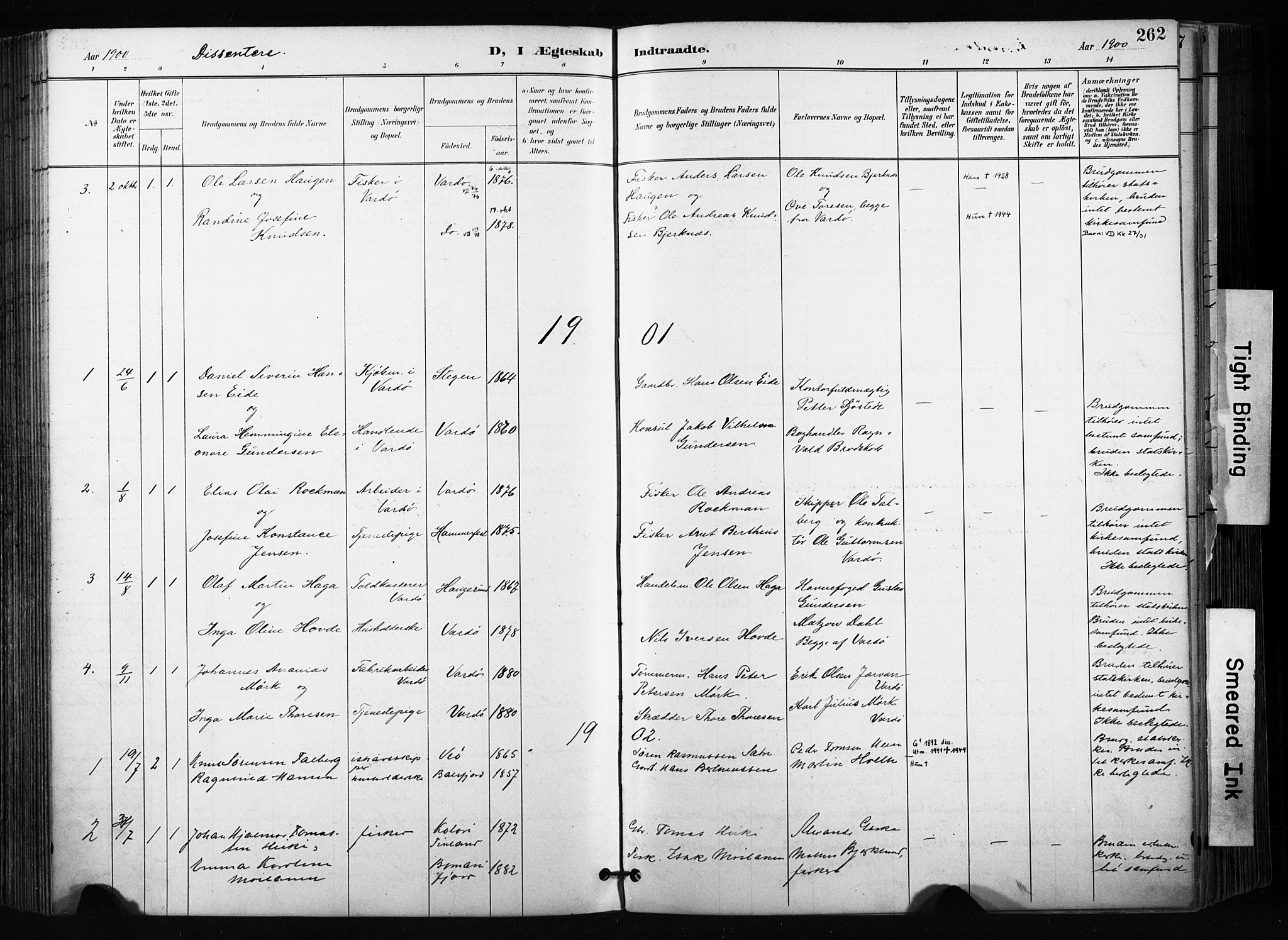 Vardø sokneprestkontor, SATØ/S-1332/H/Ha/L0010kirke: Parish register (official) no. 10, 1895-1907, p. 262