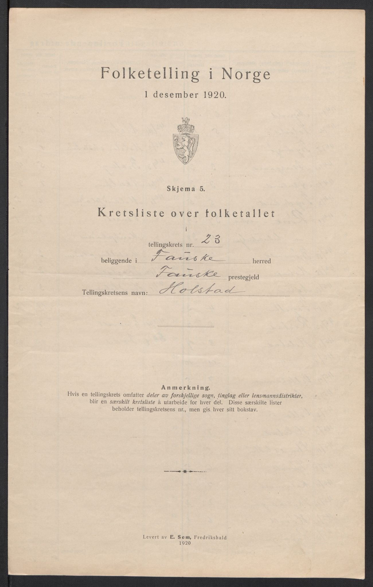 SAT, 1920 census for Fauske, 1920, p. 72