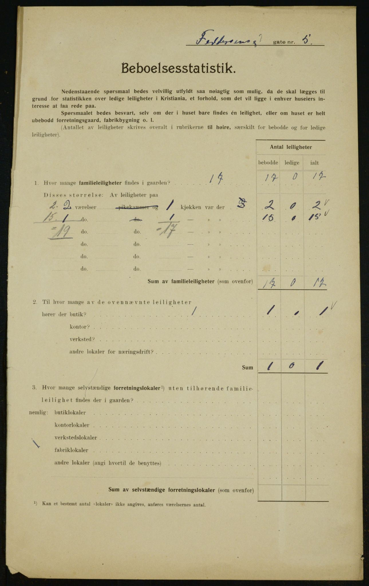 OBA, Municipal Census 1910 for Kristiania, 1910, p. 22628