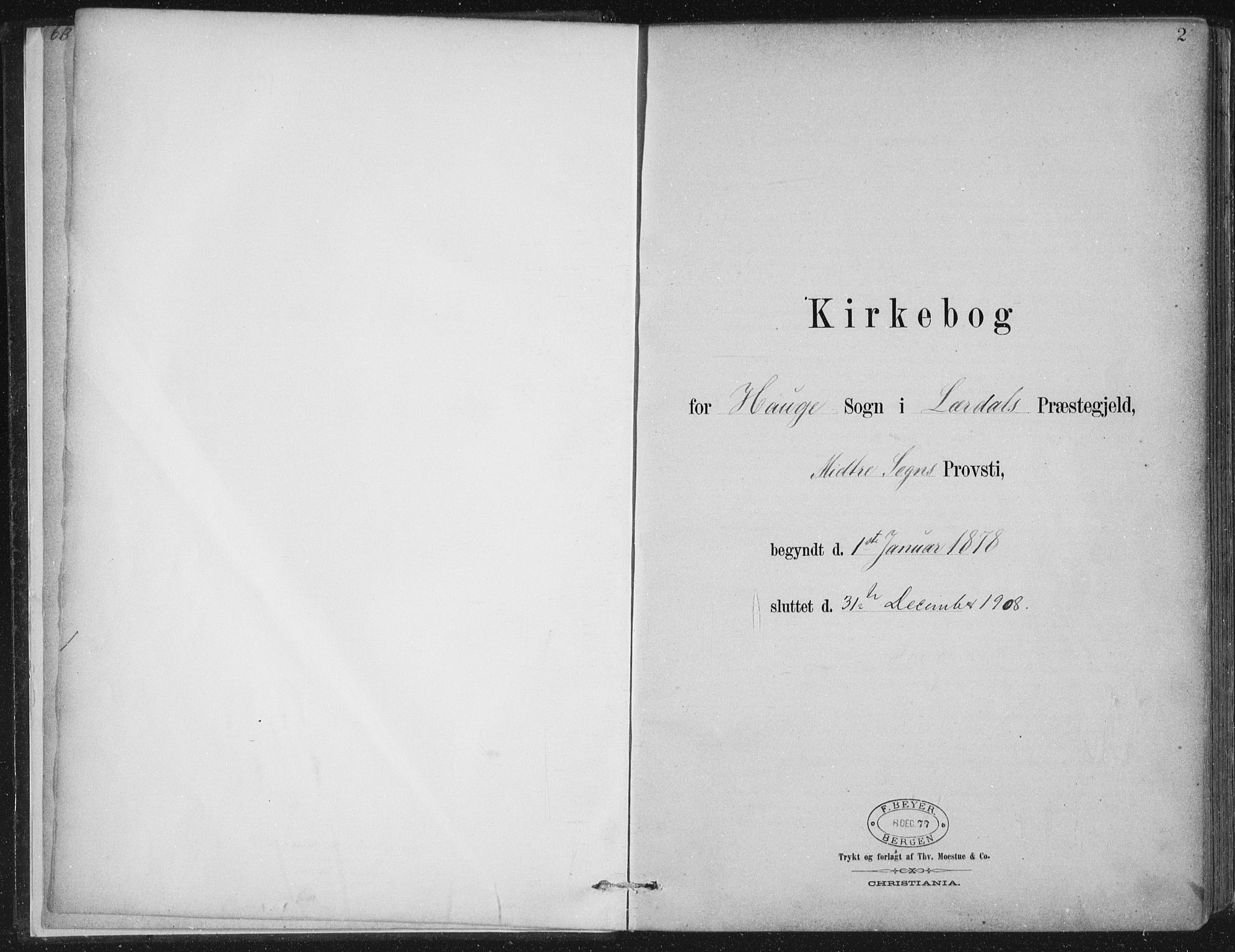 Lærdal sokneprestembete, AV/SAB-A-81201: Parish register (official) no. D  1, 1878-1908, p. 2