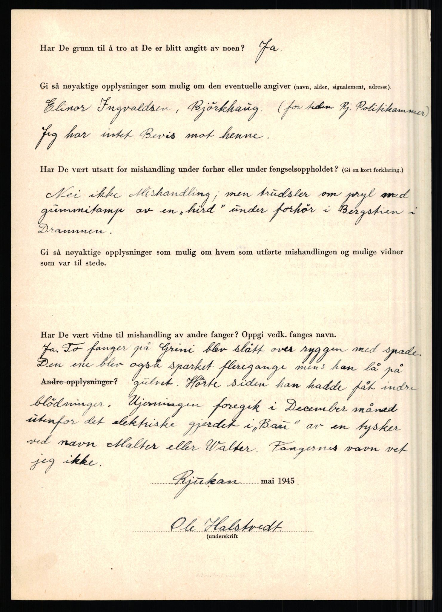 Rikspolitisjefen, AV/RA-S-1560/L/L0005: Gidske, Peder Martin -  Hansell, Georg, 1940-1945, p. 945